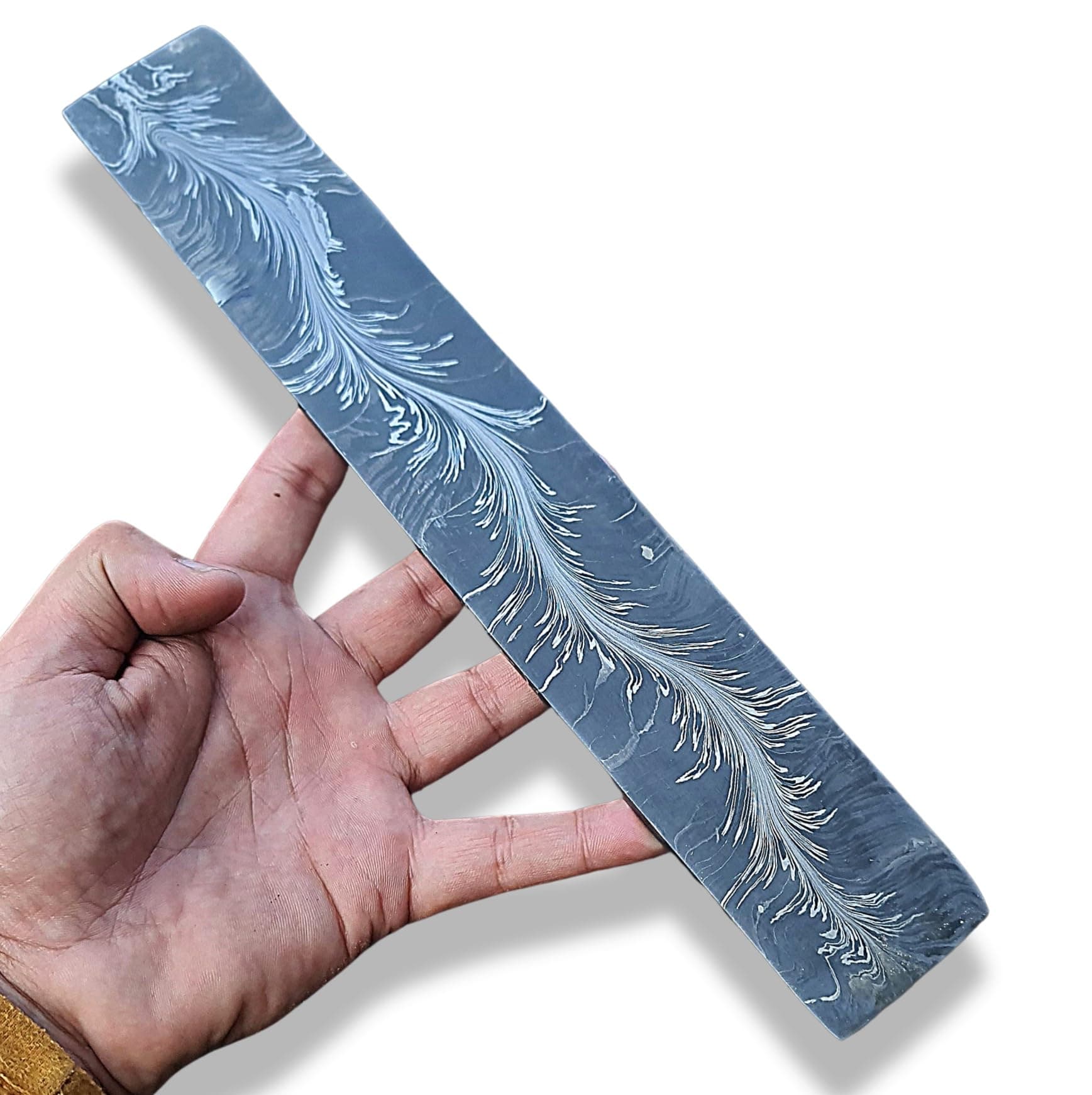 JNR TradersForged Feather Pattern Damascus Billet - Damascus Bar Stock - Knife Making Supplies 12 Inch 3815