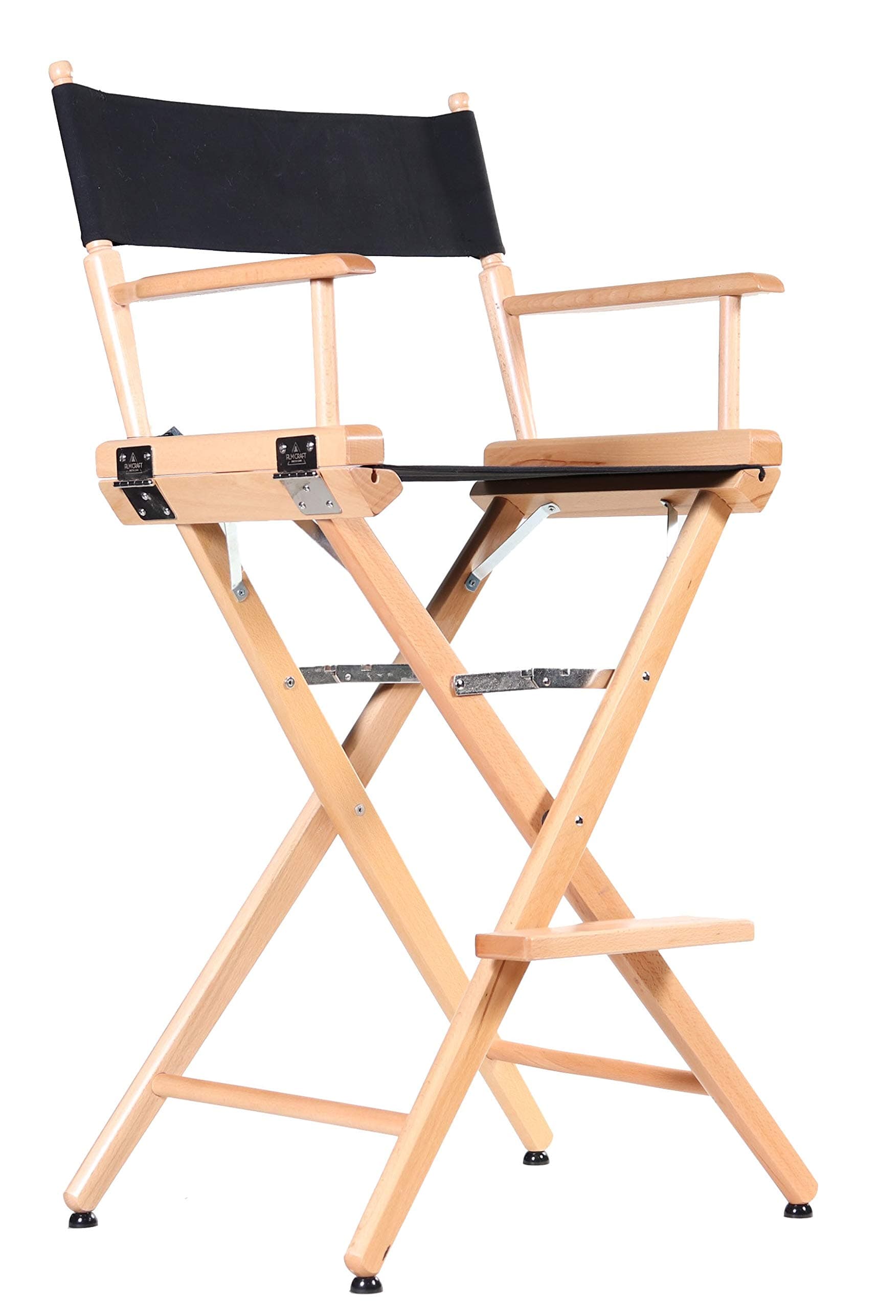 FILMCRAFT Professional Grade Studio Director's Chairs (30" Bar Height, Natural Finish, Black Canvas)