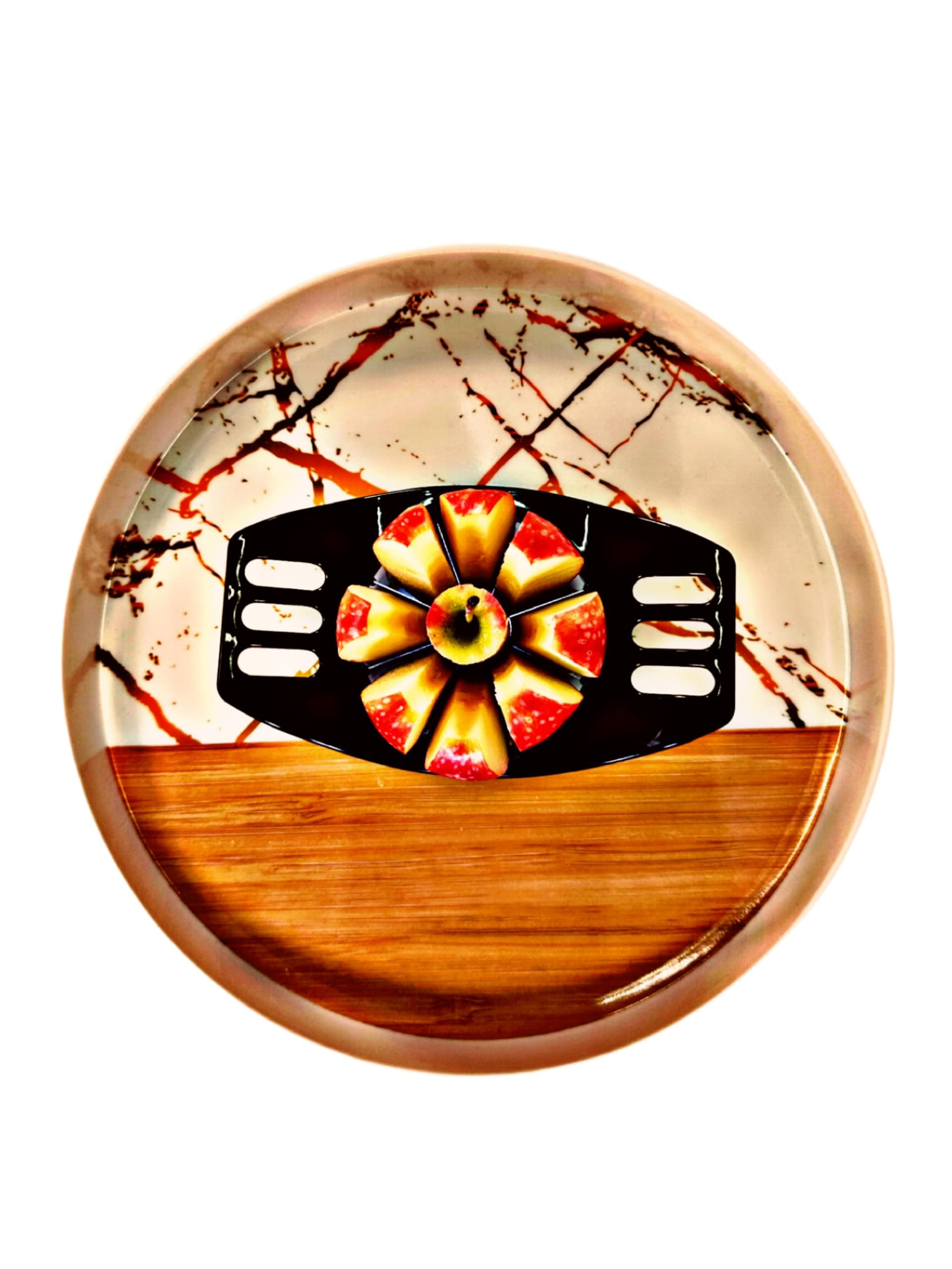 Generic Apple Slicer with 8 Sharp Stainless Steel Blades, Japanese Wooden Serving Tray, Easy Clean