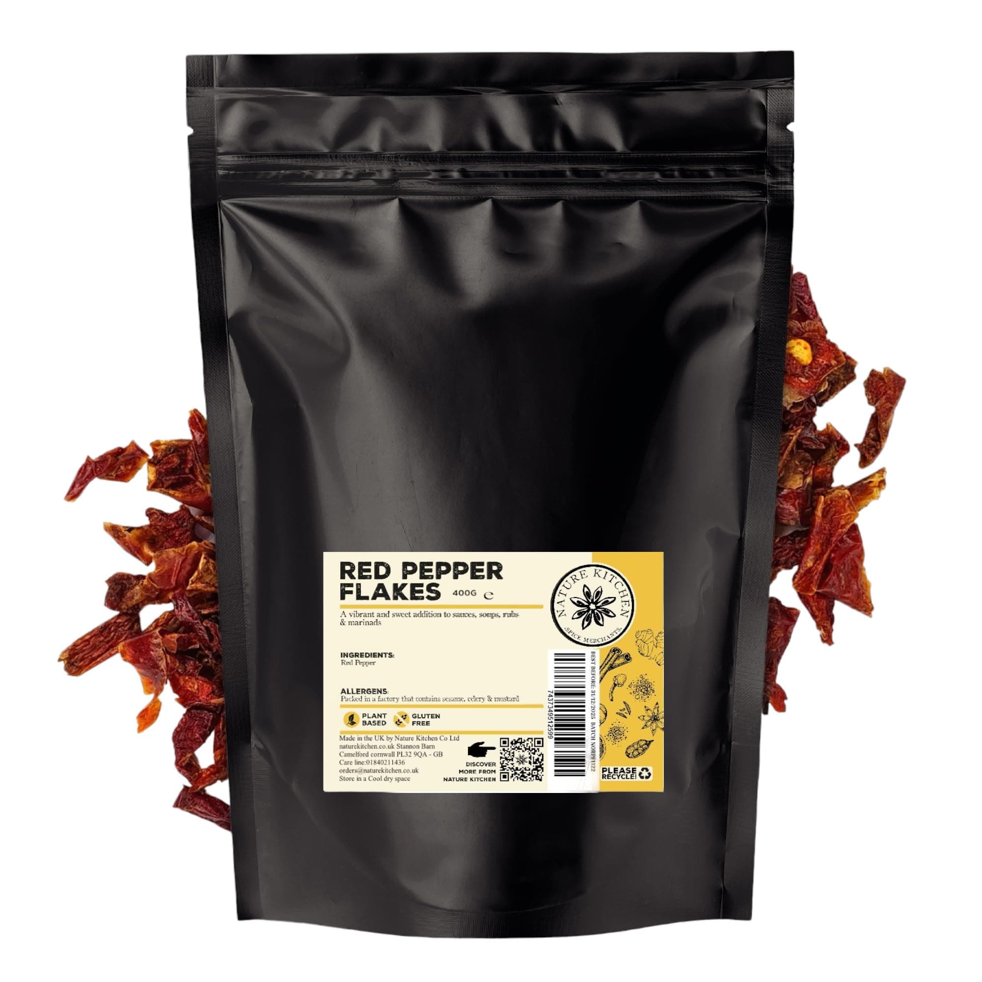 Red Pepper Flakes, 400g Premium Sweet Bell Pepper Flakes for Cooking, Gluten Free, Vegan, Mild Paprika Style Seasoning for Pizza, Pasta, Curries, Grilling and BBQ