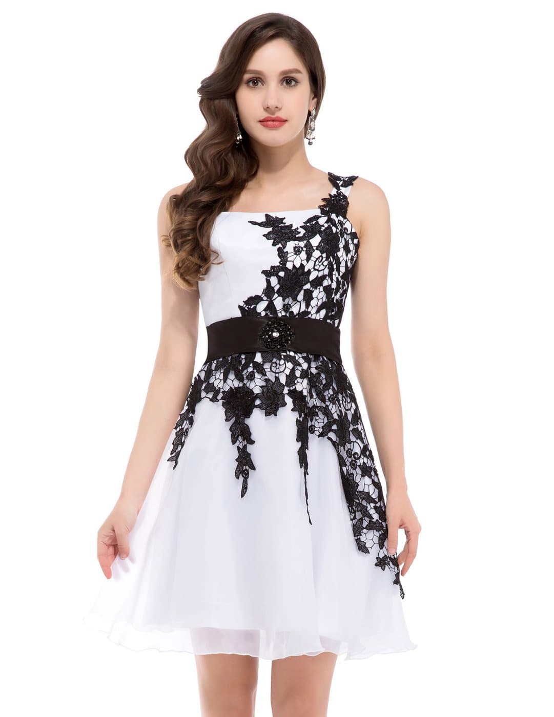 Elegant Black & White Evening Ball Gowns Size 8