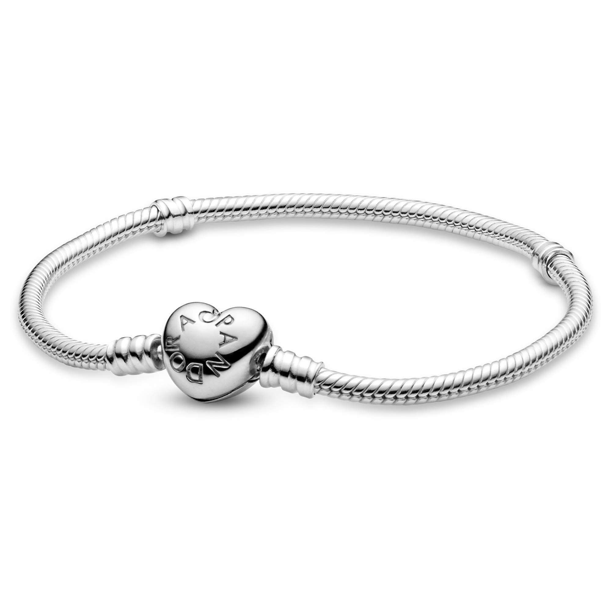 Moments Heart Clasp Snake Chain Bracelet - Compatible Moments Charms - Sterling Silver Charm Bracelet for Women - Gift for Her - 9.0"
