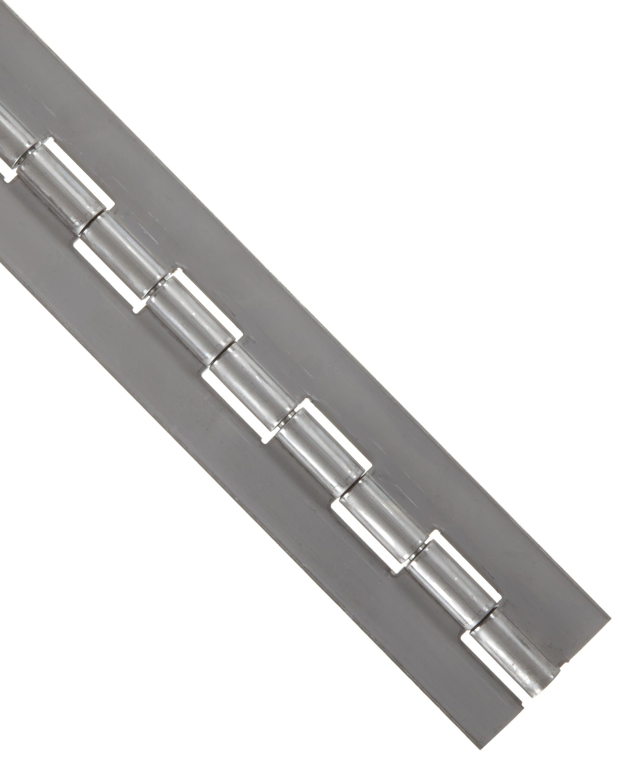 Stainless Steel 316 Continuous Hinge Without Holes, Unfinished, 0.9" Leaf Thickness, 2" Open Width, 1/4" Pin Diameter, 1" Knuckle Length, 5' Long (Pack of 1)
