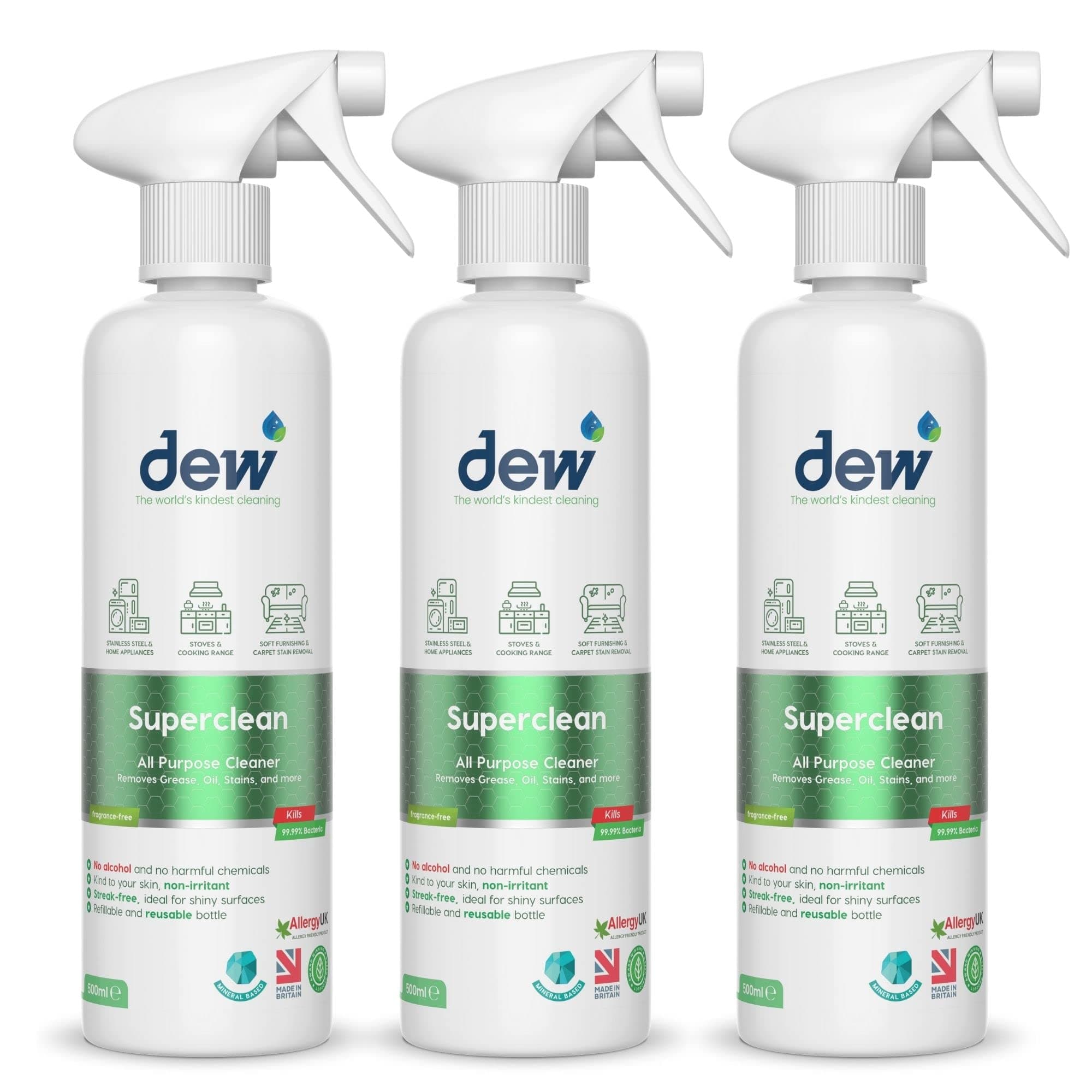 Dew Superclean Cleaner Degreaser natural eco-friendly non irritant hypoallergenic kind to skin pet safe 500ml
