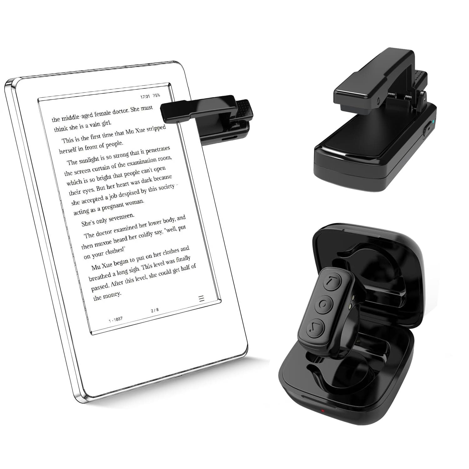 Angju Remote Control Page Turner for Most Devices of Kindle, Wireless E-Reader Controller Ring, for ipad Reading Comics/Novels iPhone Tablets Android Taking Photos Camera Video Recording