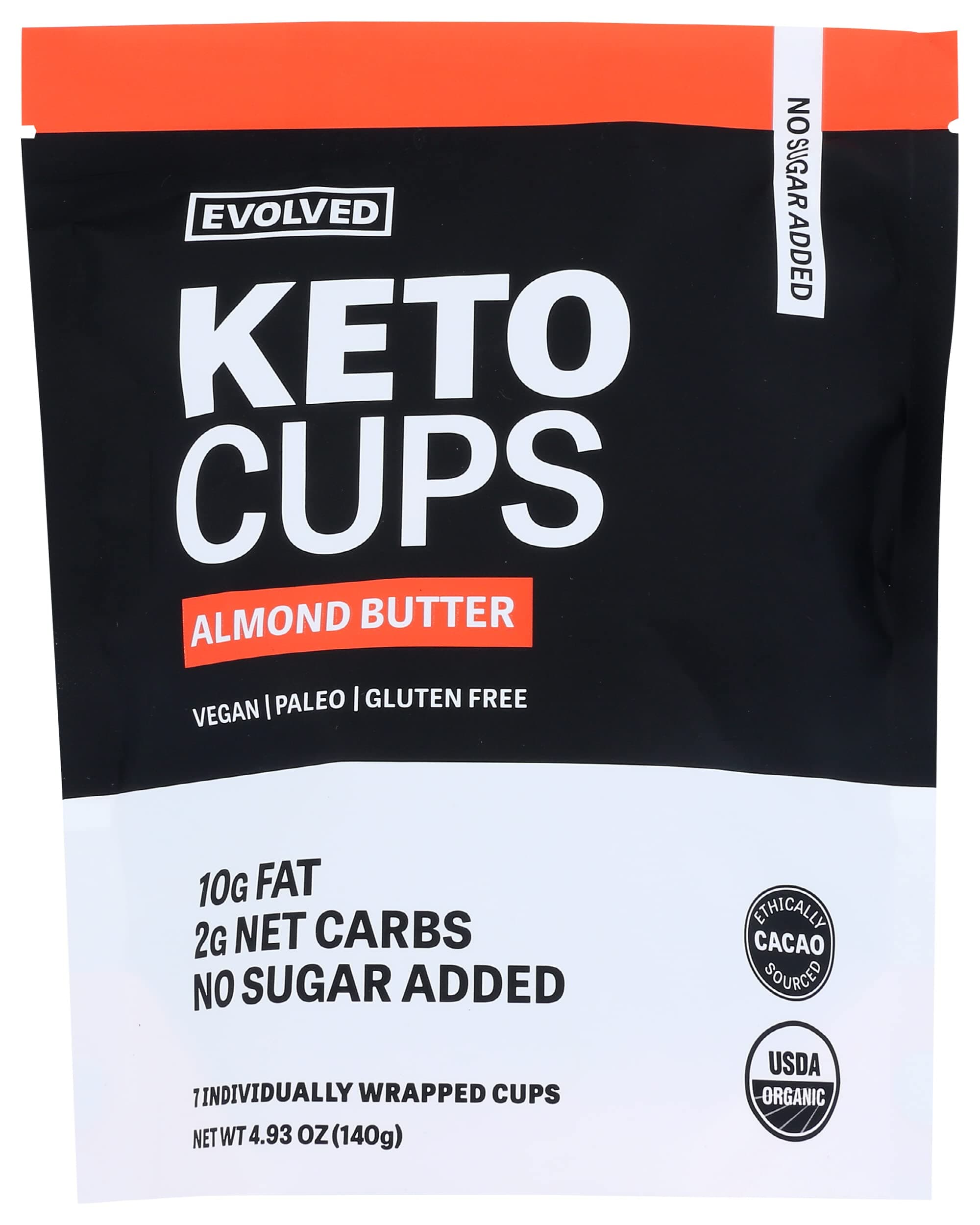 Evolved Almond Butter Keto Cups Chocolate, No Added Sugar, Gluten Free, 4.93 Ounce (Pack of 6)