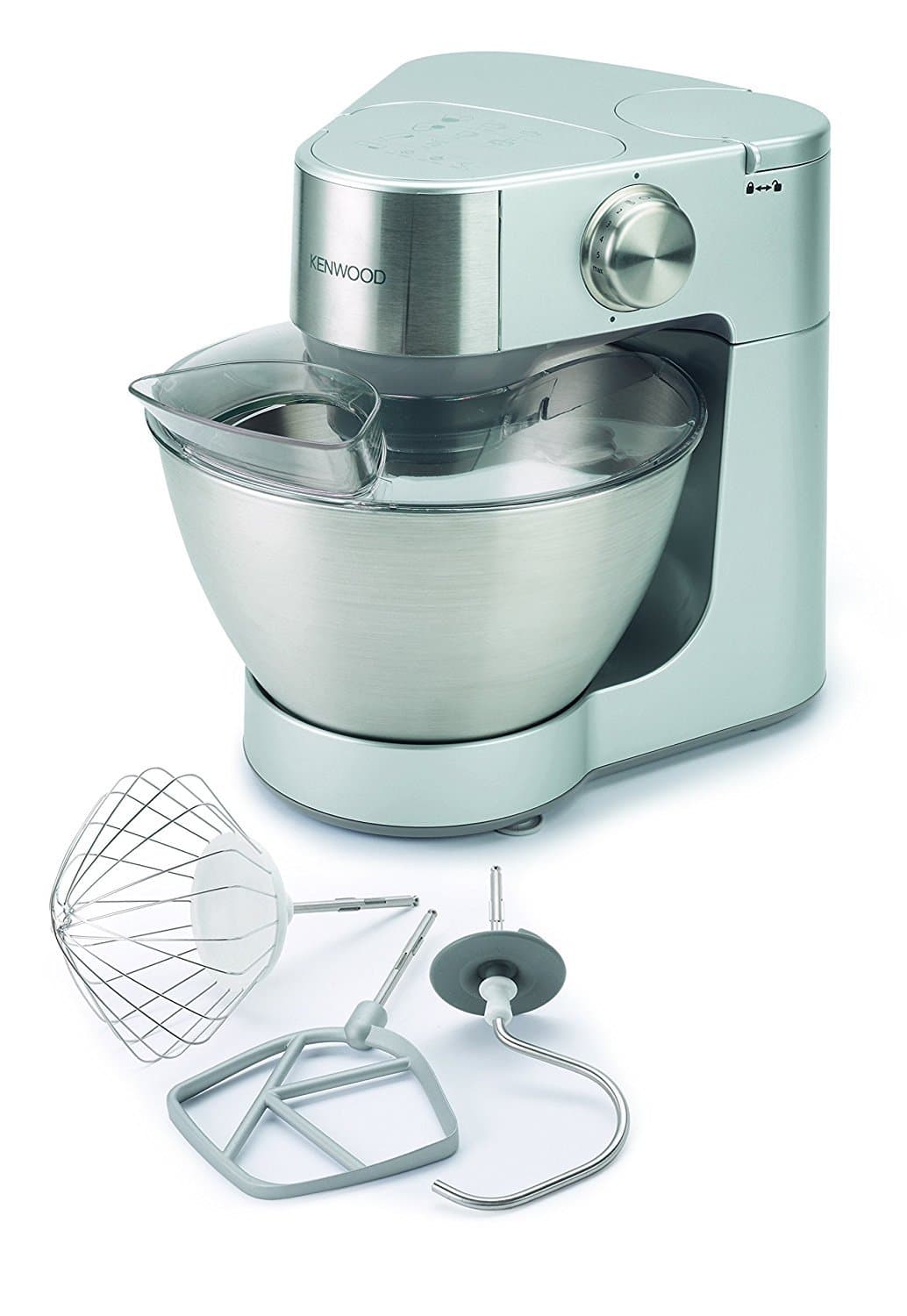 Kenwood Prospero KM240 Stand Mixer, Powerful and Practical Food Mixer in Silver, with K-Beater, Dough Hook, Balloon Whisk and 4.3 Litre Bowl [Energy Class A]