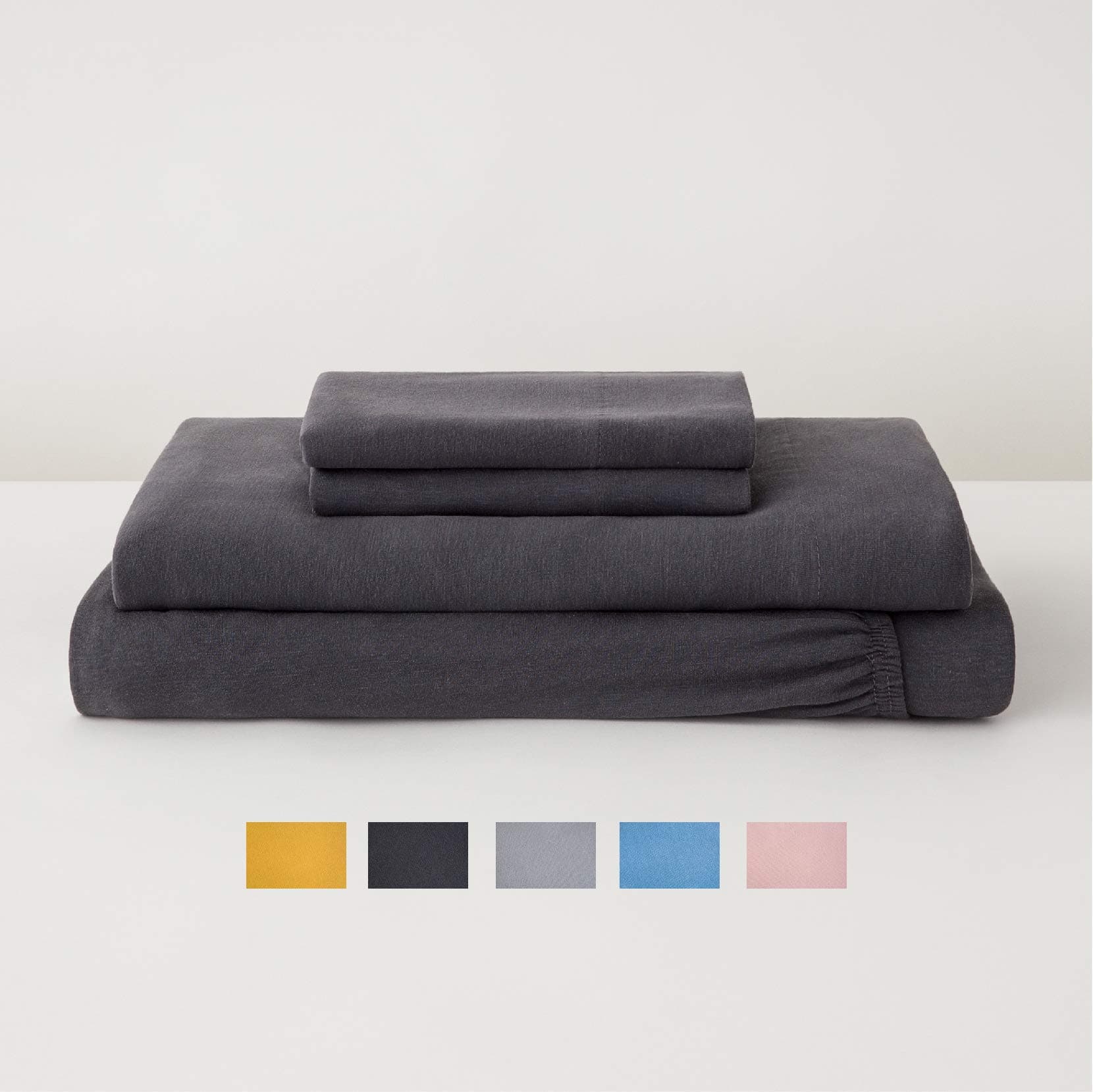 Tuft & Needle Jersey Sheet Set, Extra Soft Cotton and Tencel Lyocell - Full - Charcoal