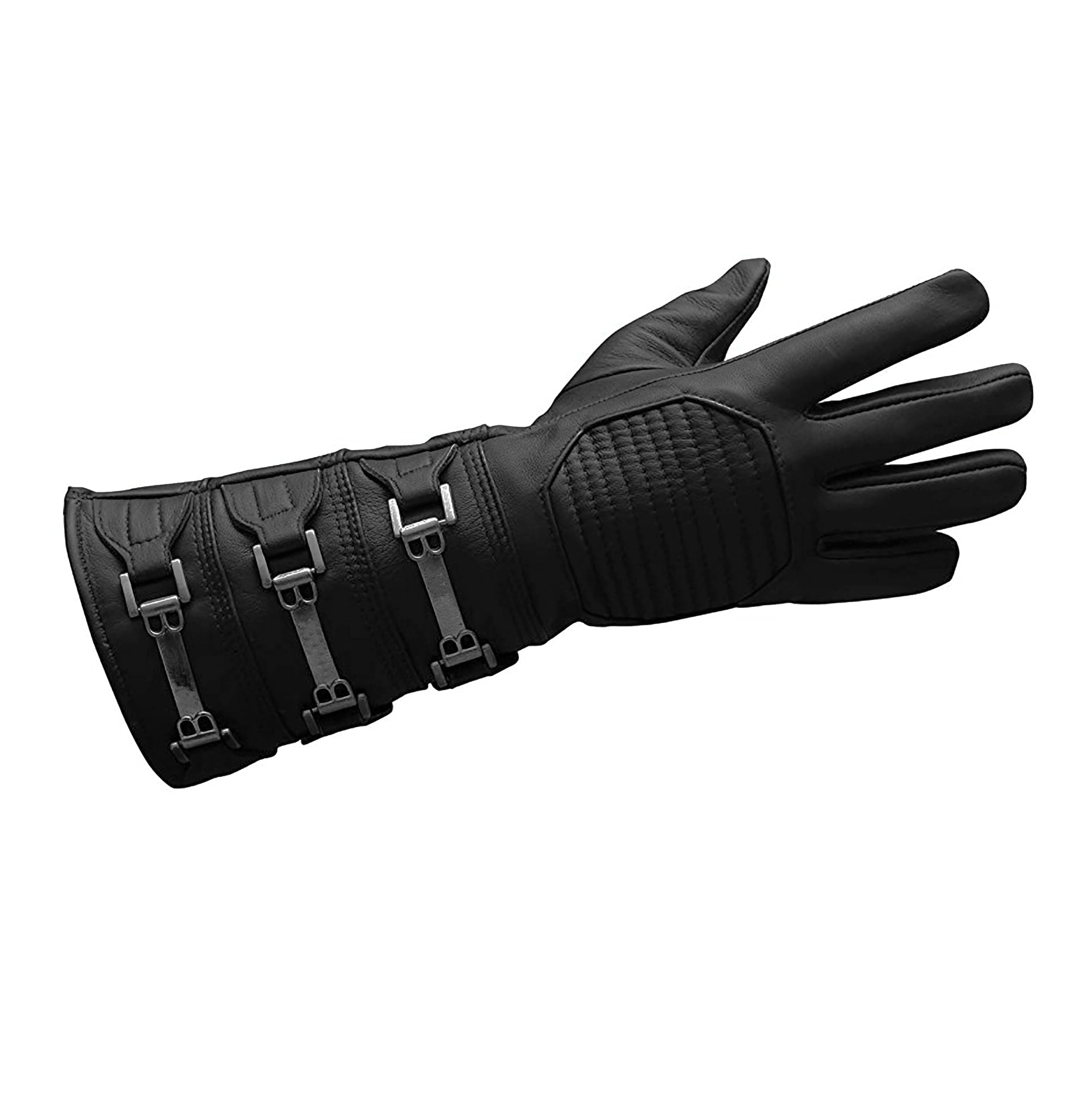 URBAN BUCK Real Sheepskin Leather Sky Gauntlet Costume Glove - Regular Fit Long Arm Cuff Mens Unlined Cosplay Gloves