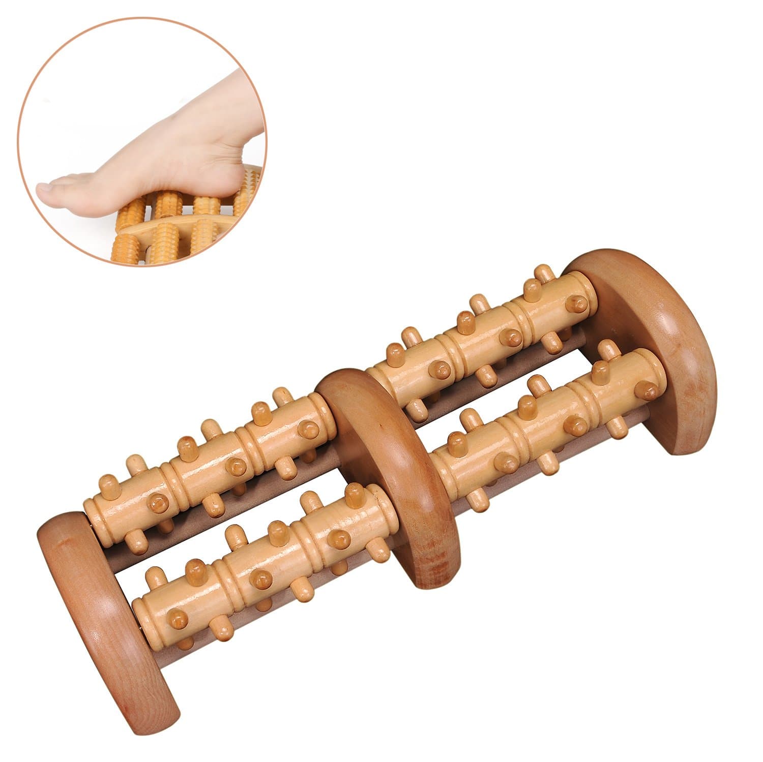 Natural Wooden Foot Roller Massager Stress Relief Body Massage