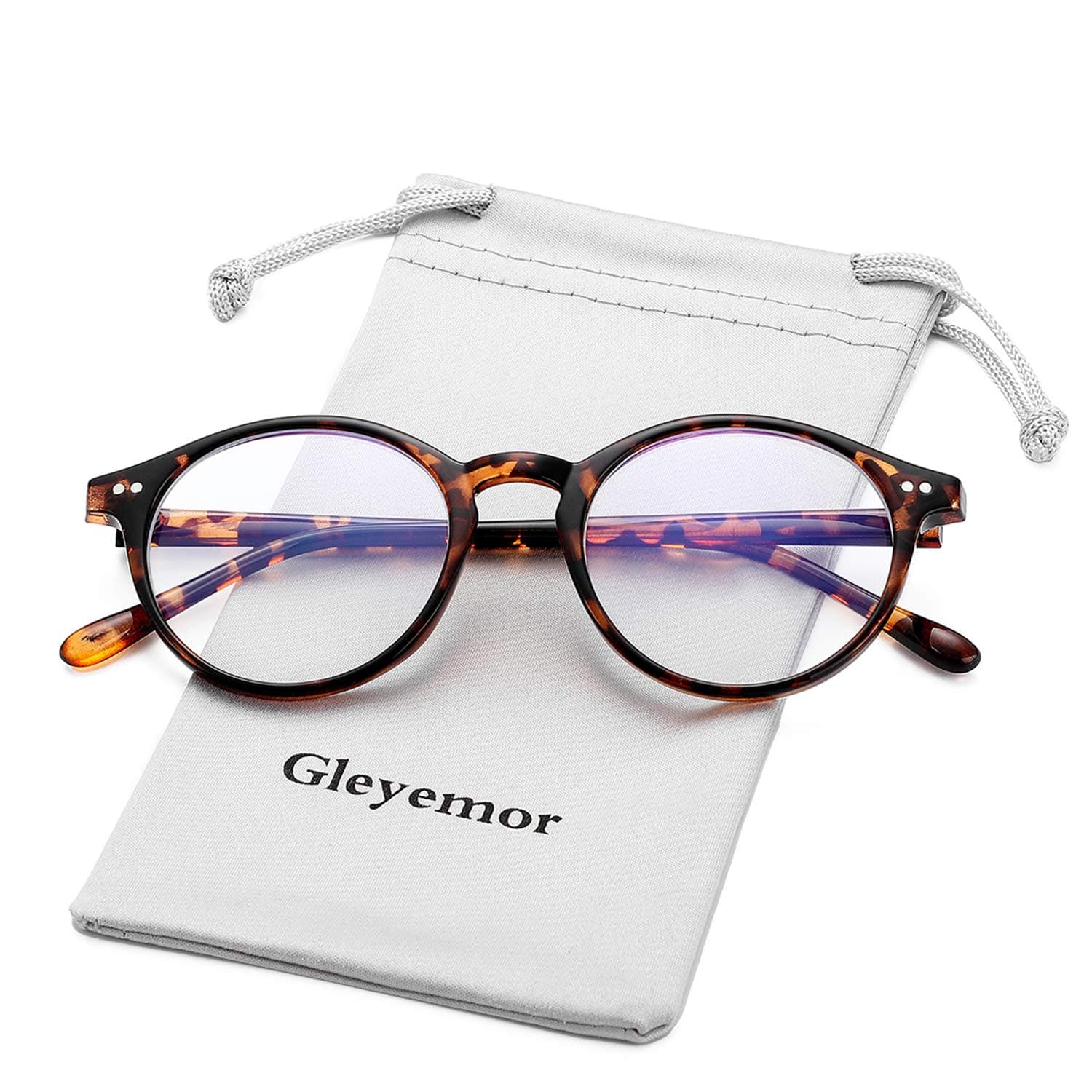 Gleyemor Blue Light Glasses for Men Women, Vintage Round Frame Computer Eyeglasses