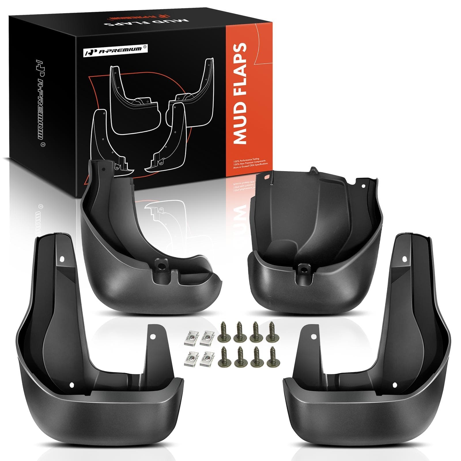 A-Premium Set of 4PCS Mud Flaps Splash Guards Mudguards Mudflaps with Hardware Kits Accessory Compatible with Honda CR-V 2012-2016, 2.4L, Black Color, Front LH RH and Rear LH RH