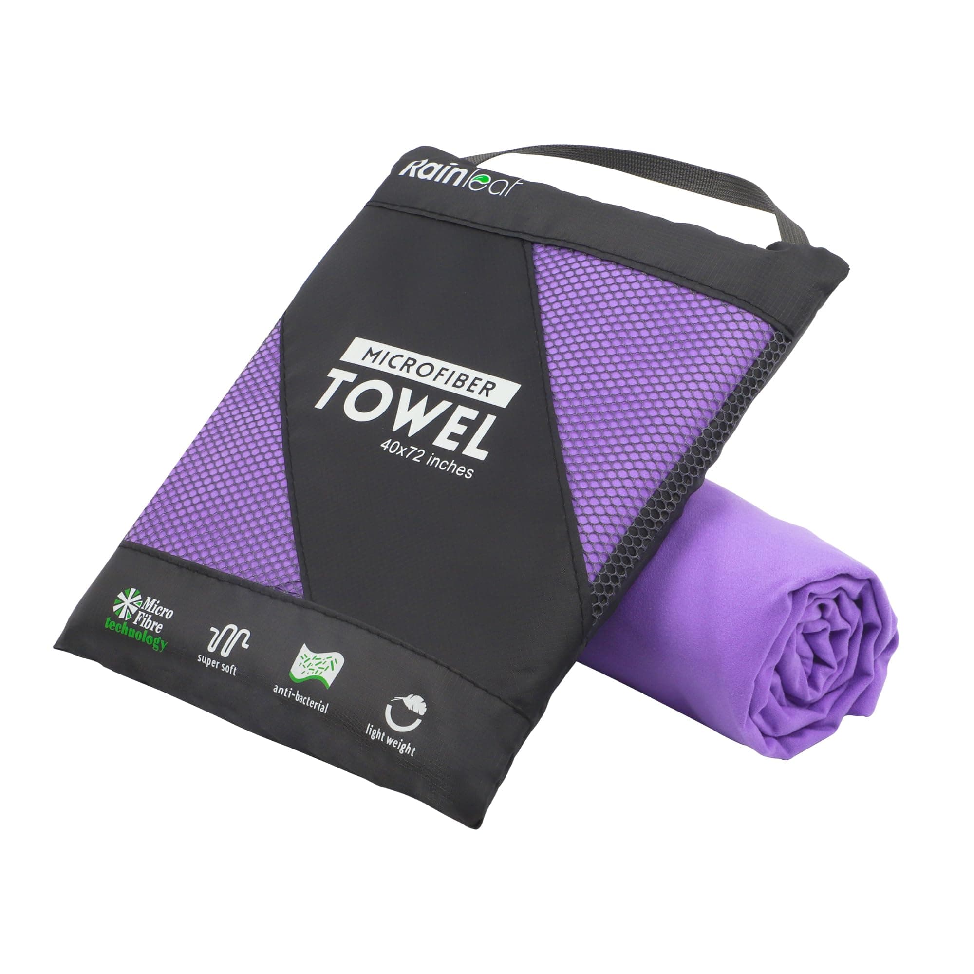 Microfiber Towel by Rainleaf Perfect Sports & Travel Towel Fast Drying - Antibacterial - Super Absorbent - Ultra Compact Ideal for Camping Backpacking, Gym, Beach, Swimming,