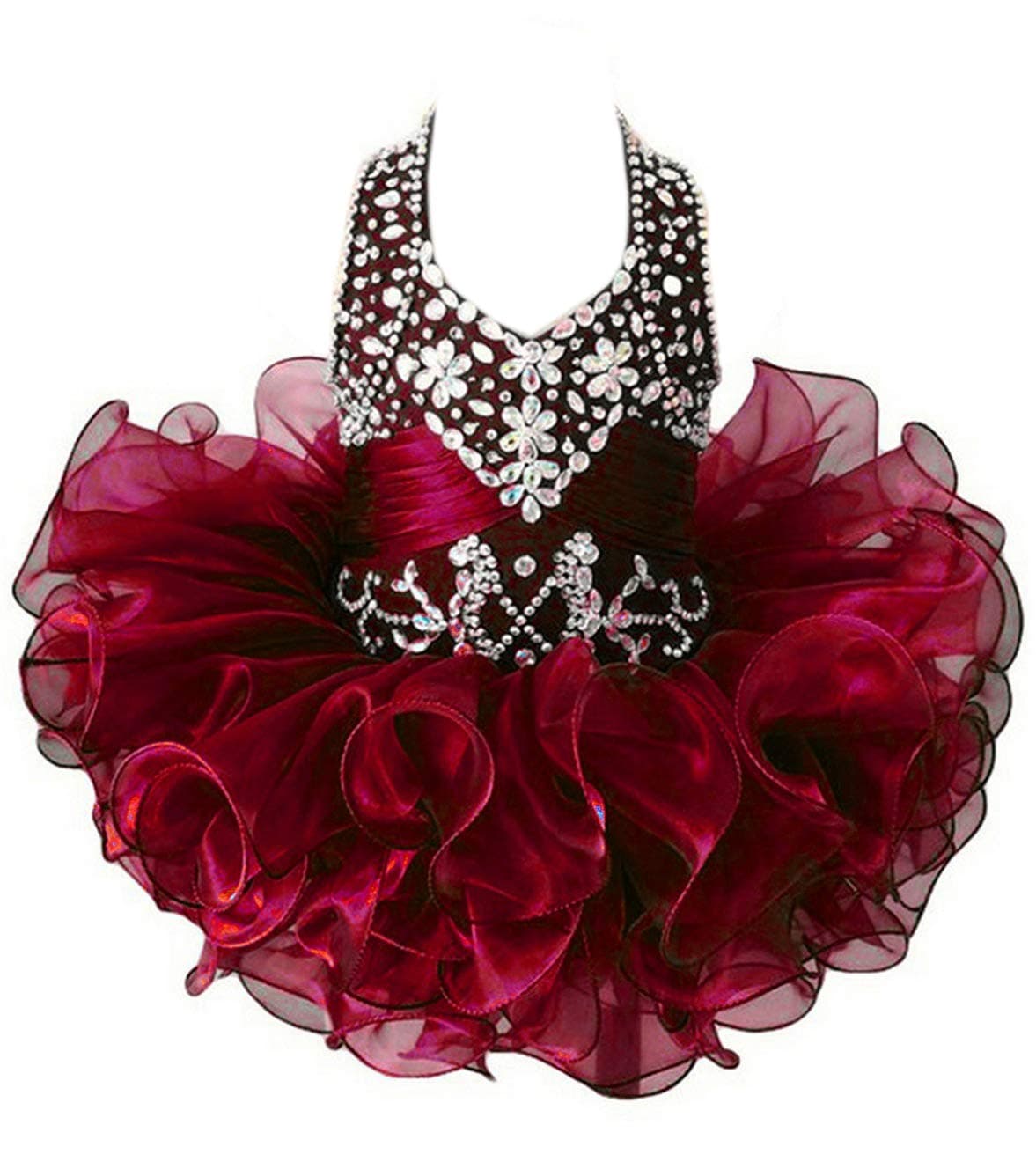 G.CHEN ChengCheng Baby Girls Halter Cupcake National Infant Pageant Dresses Burgundy 01