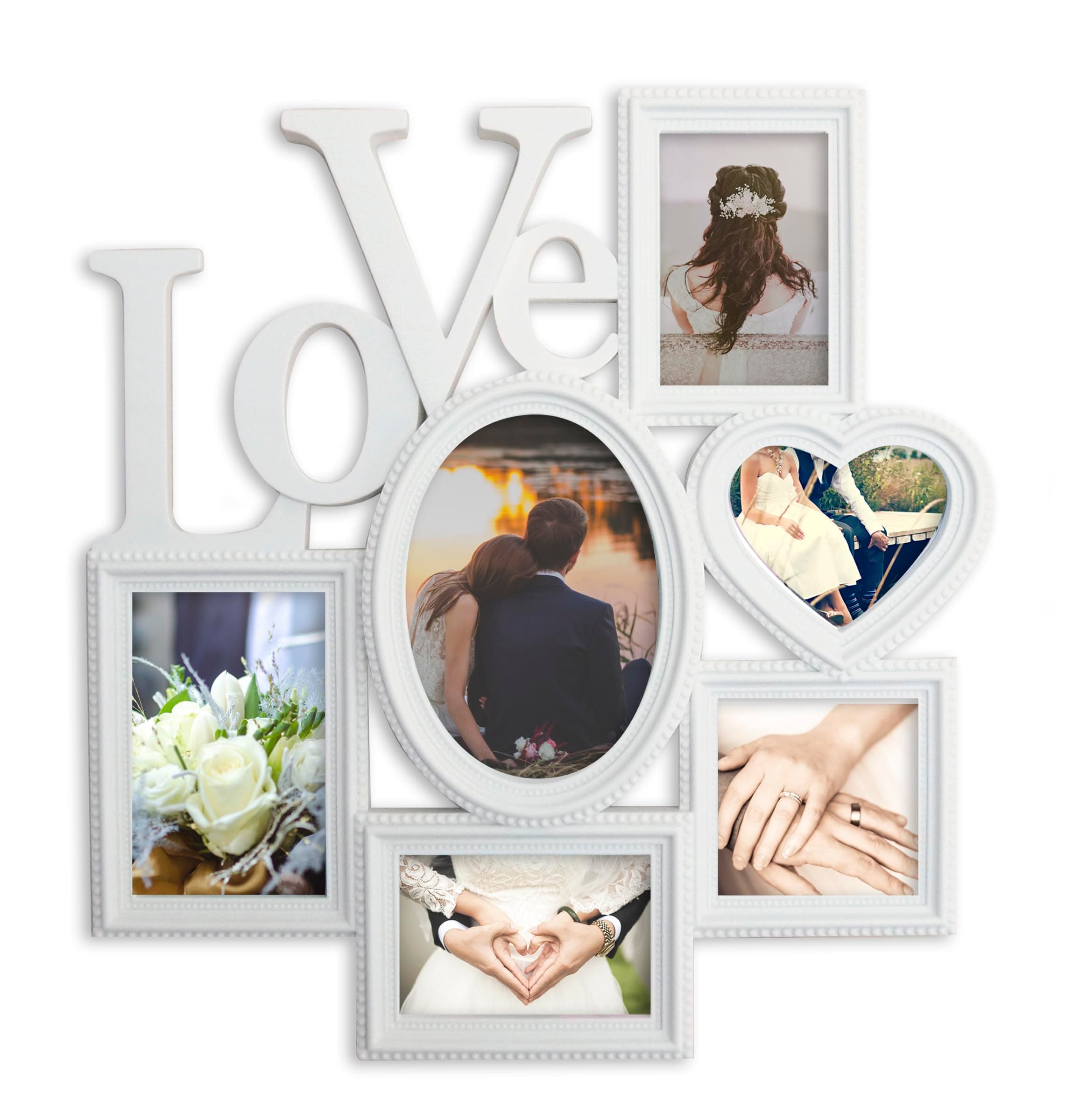 Decorative Wall Hanging Love Collage Picture Frame 6 Option, White
