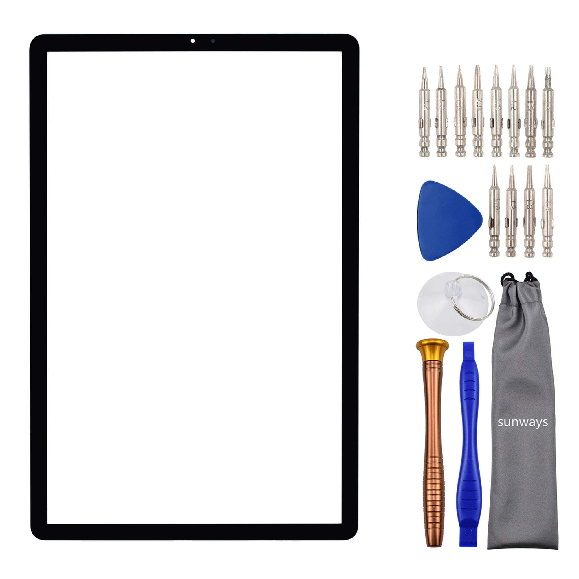 Sunways Glass Screen with Tool Kit Replacement for Samsung Galaxy Tab S5e SM-T725 SM-T720 Black
