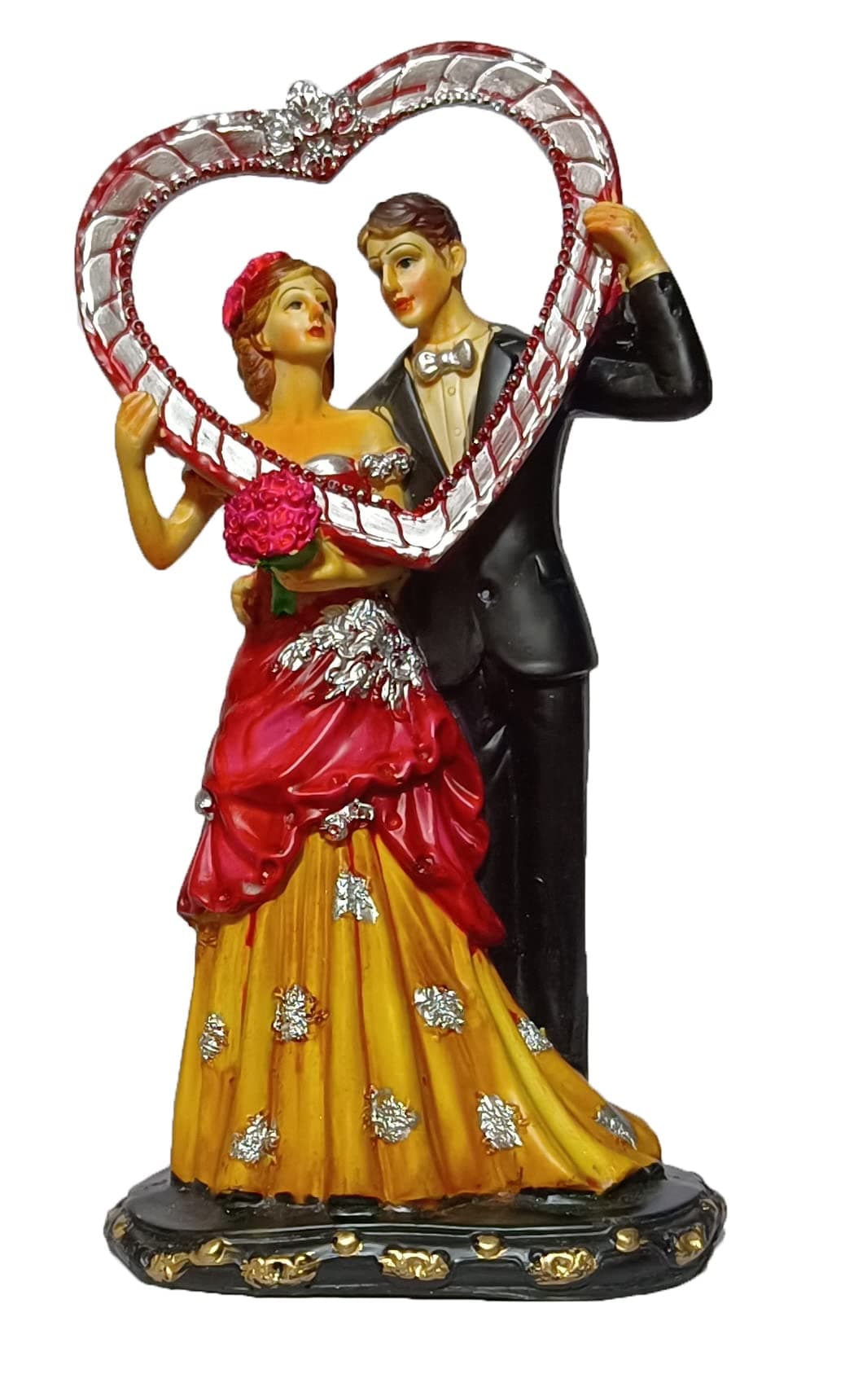 PARIJAT HANDICRAFT Love Couple Character Decoration Resin Newcomer Wedding Room Bedroom Desktop Decorations Home Decor(Heart)
