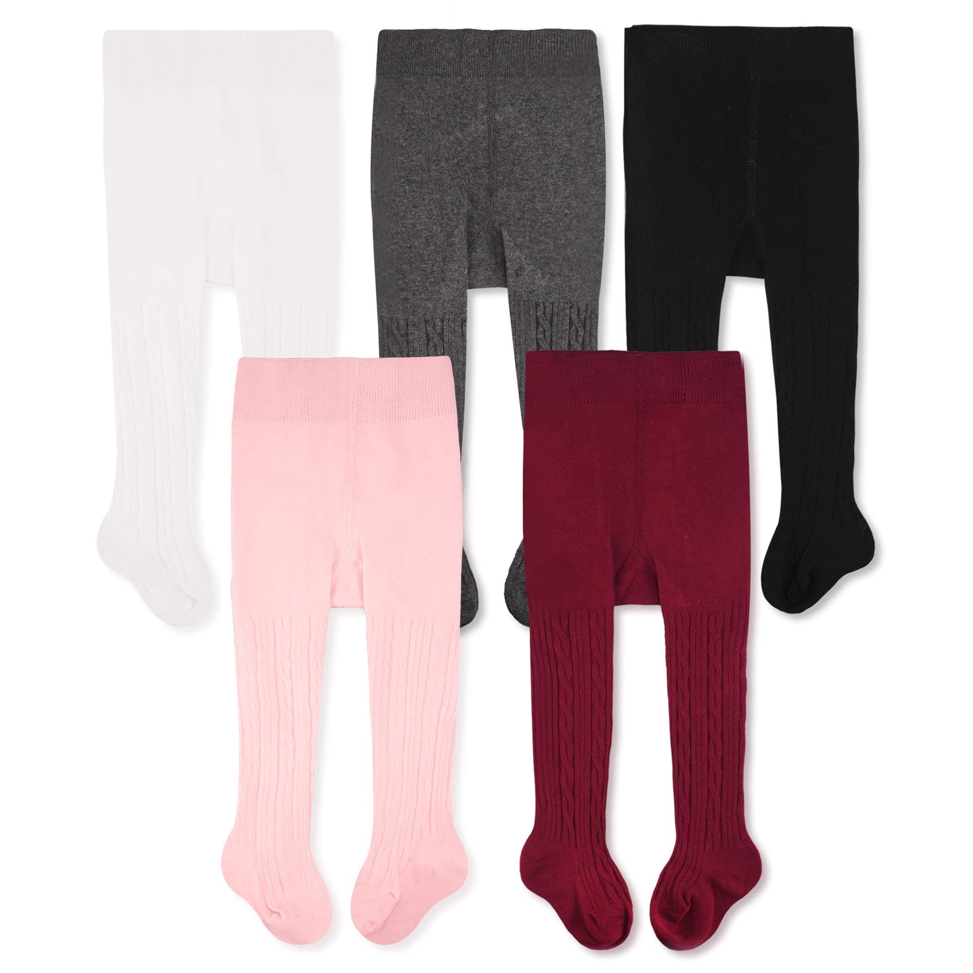CozyWayBaby & Toddler Tights - Baby Girl and Boy Leggins Cable Knit Comfy Cotton Infant Multicolor - 5 Pack
