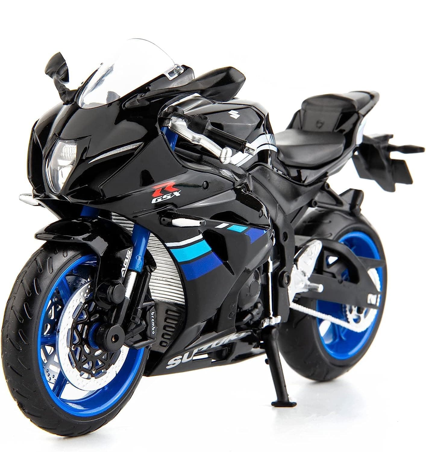 MSZ METAL SPEED ZONE 1/12 Compatible for Suzuki GSX-R1000 Motorcycle Toy,Collector Motorcycle Modle with Display Stand,Toy Motorcycles for 3-9 Year Old Boys Black