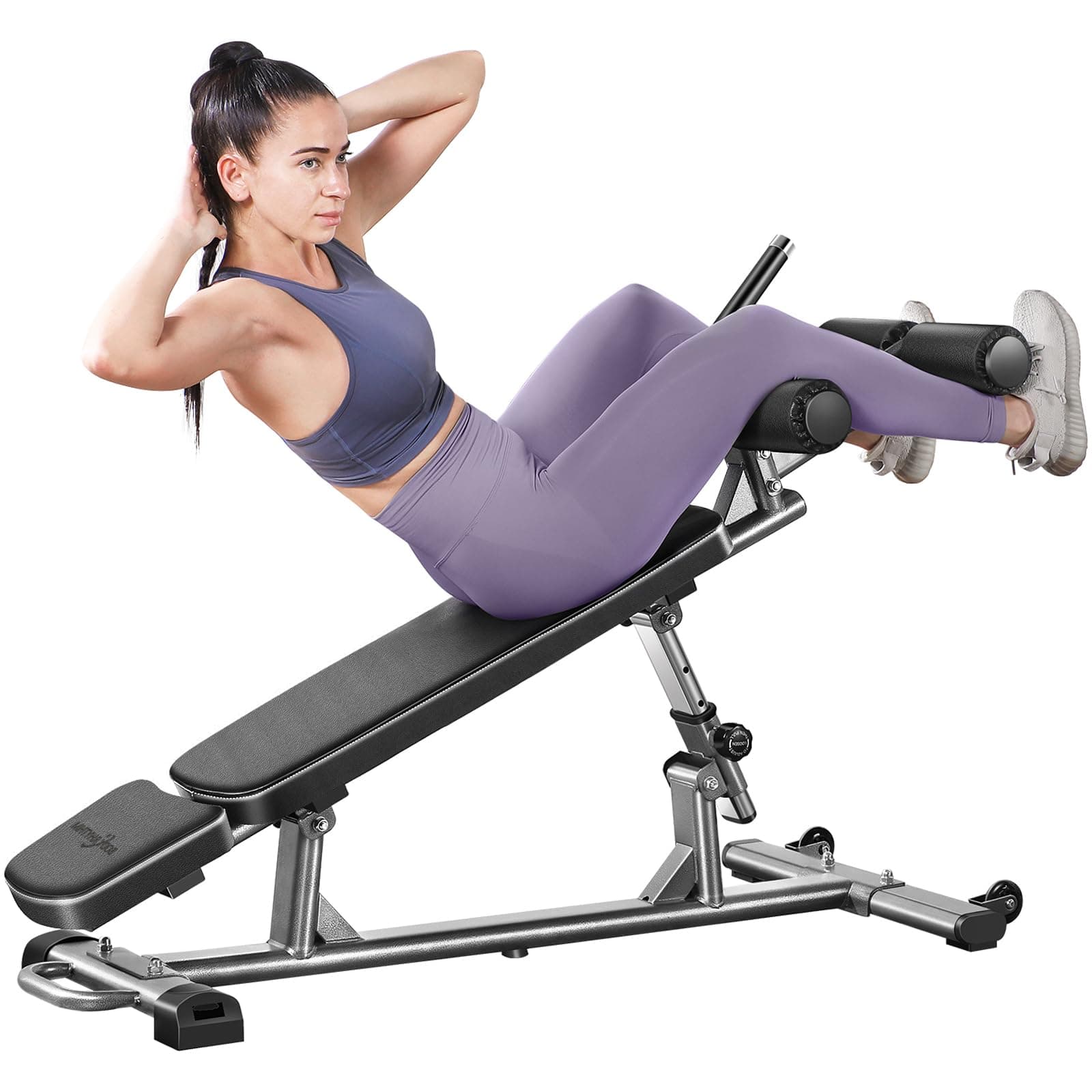BODY RHYTHM Professional Sit-Up Bench with 4 Adjustable Heights and Reverse Crunch Handle, Adjustable Weight Bench and Flat, Incline & Decline Bench Press, Great Strength Training Slant Bench and Ab &