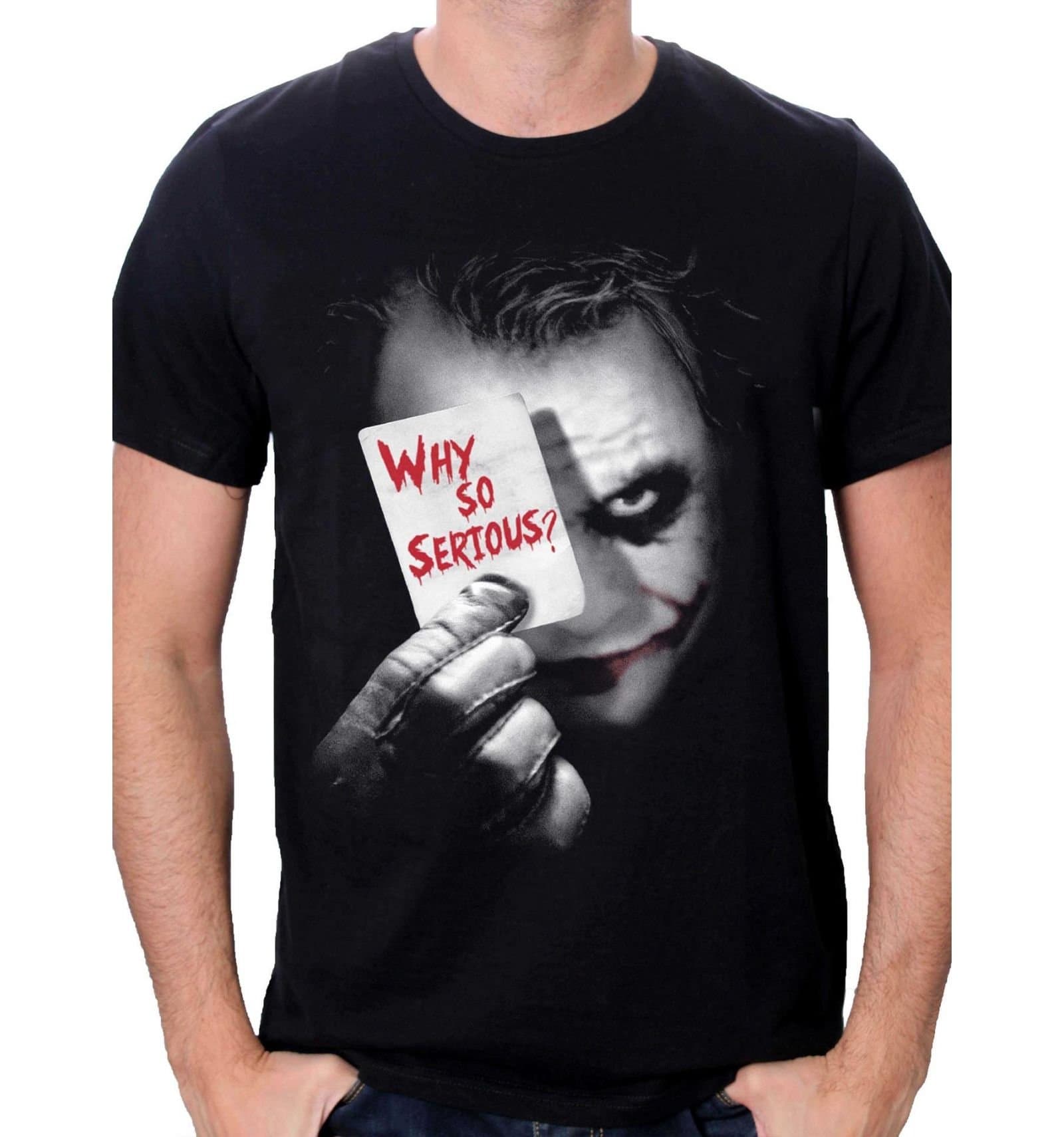 Batman Joker Why So Serious - T-Shirt - Printed - Round Neck - Short Sleeve - Men - Black - X-Large (Manufacturer's Size: XL), x-Large,Black, XL