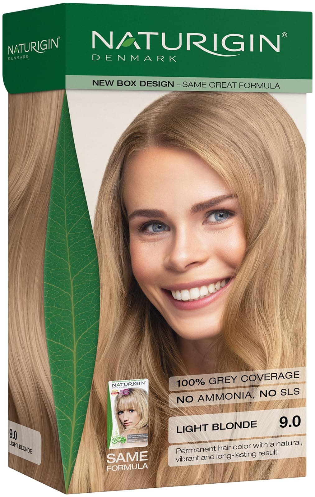 NATURIGIN Light Blonde Hair Dye 9.0 | Permanent Hair Colour with Natural Ingredients | Ammonia Free | 100% Grey Coverage | Vegan | Luminous Blonde Colour | Natural Radiant Glow