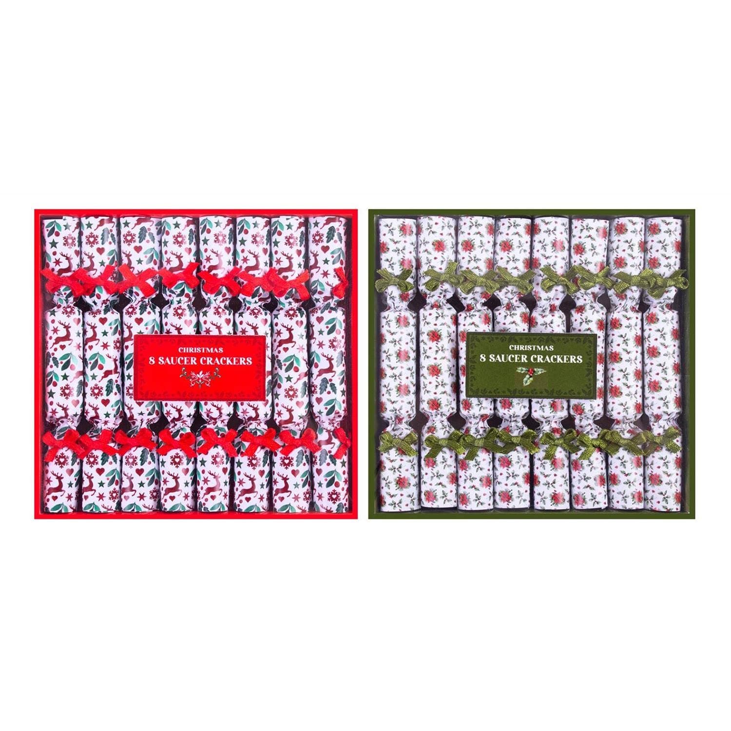 Pack of 16 Mini Saucer Christmas Crackers Afternoon Tea Breakfast Xmas Table Deco