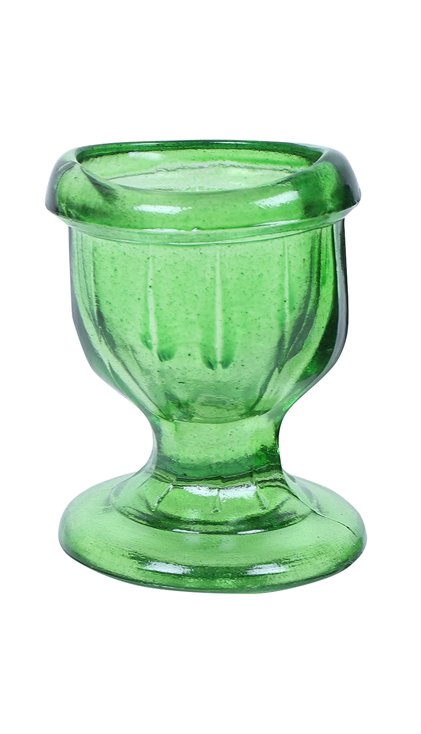 Glass Eye Wash Cup with Engineering Design to Fit Eyes for Effective Eye Cleansing - Eye Shaped Rim, Snug Fit (Green)