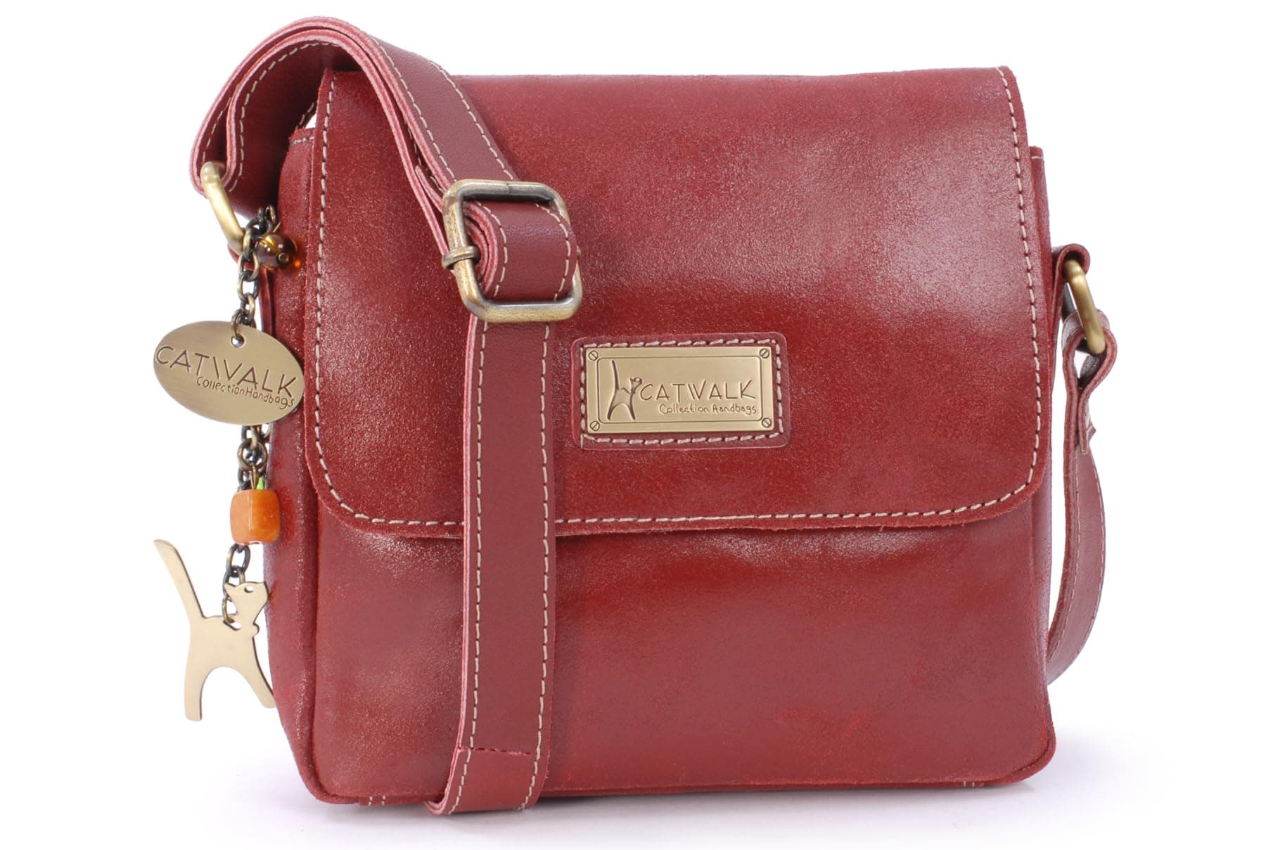 Ladies Small Distressed Leather Cross Body Bag - Women's Messenger Bag - Adjustable Crossbody Strap - Sabine S