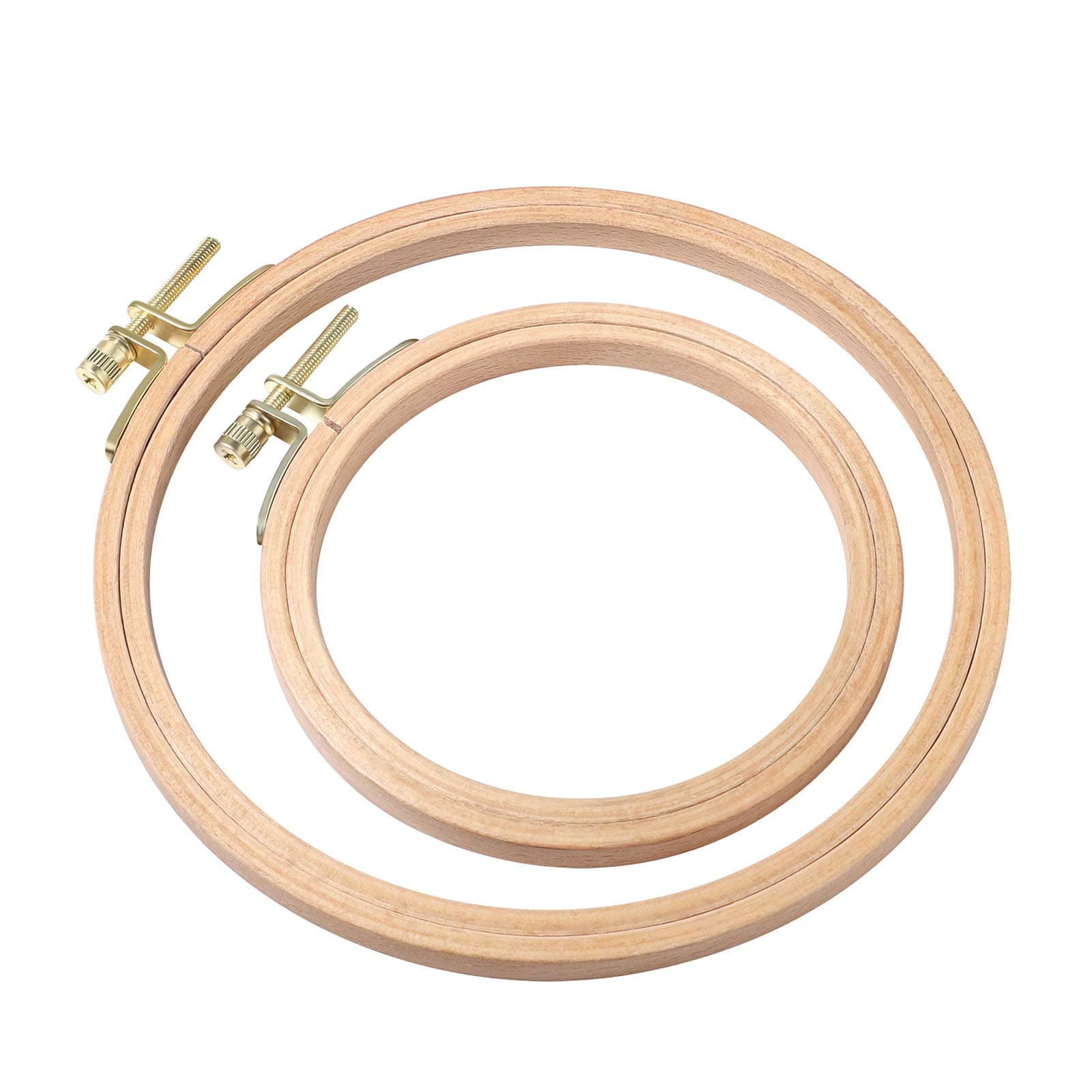 2 Pieces Natural Beech Wood Embroidery Hoops Cross Stitch Hoop Ring for Crafts and Handy Sewing(4 inch & 6 inch)