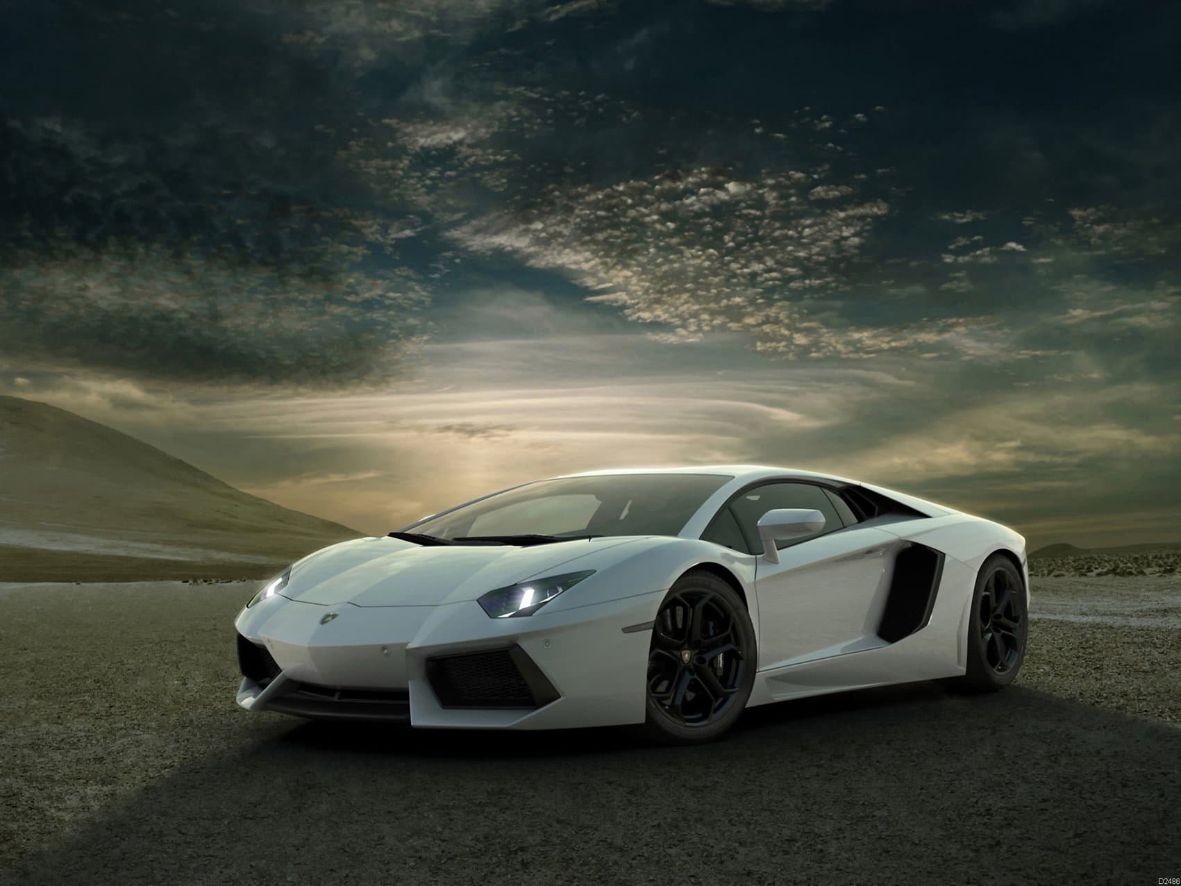 siluban Lamborghini Aventador White Supercar Car Print Poster (440mmX600mm)