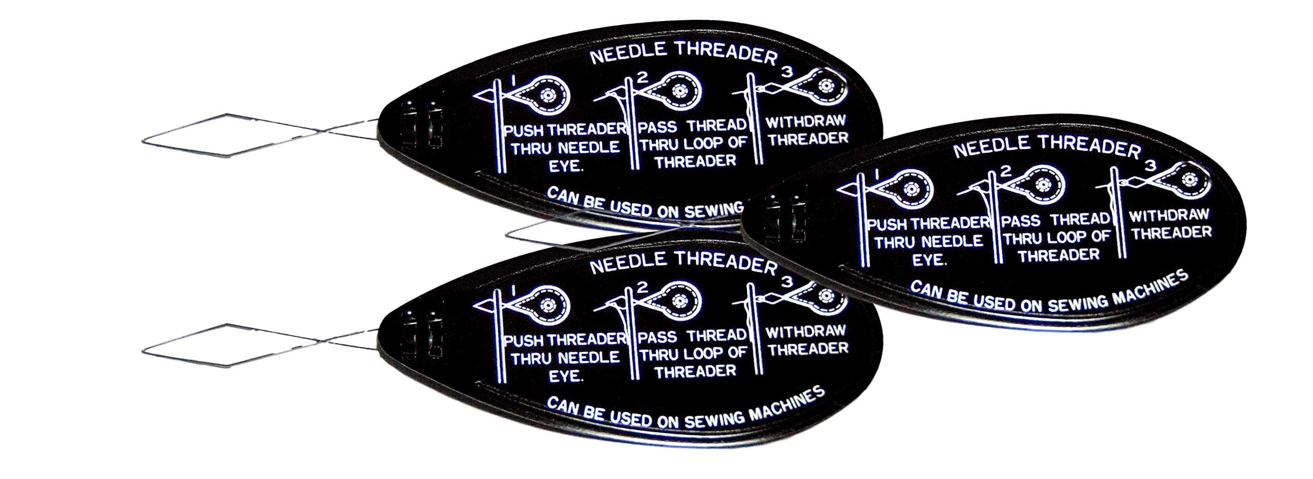 Large Bow Wire Needle Threaders Pack of 3 Metal Hand Sewing Machine