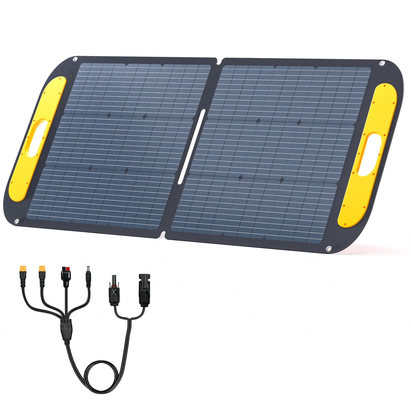 VTOMAN VS110 Portable Solar Panel 110W 18V, 25% Efficiency Foldable Solar Panel w/ IP67 Waterproof & MC4 Anderson XT60 XT90 DC5521 Adapters & Adjustable Kickstands, Off-Grid Power for Home & Camping