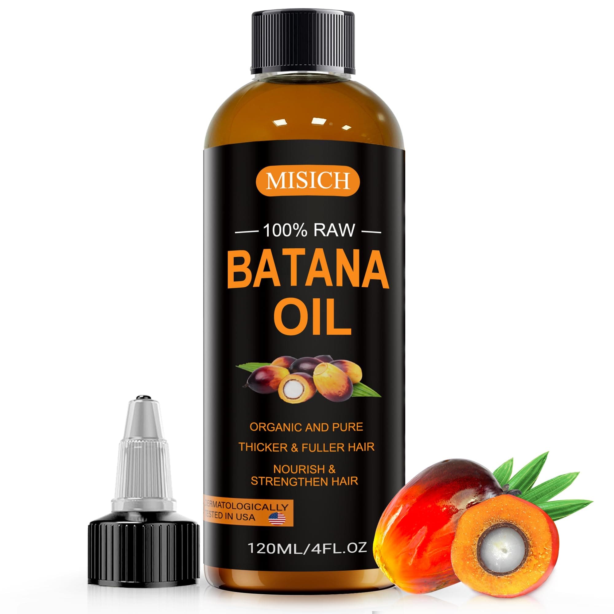 Raw Batana Oil, 100% Natural Organic Hair Growth Oil for Men & Women, Sourced from Honduras, Pure, Unrefined, Enhances Thickness, Prevent Hair Loss 4 Oz