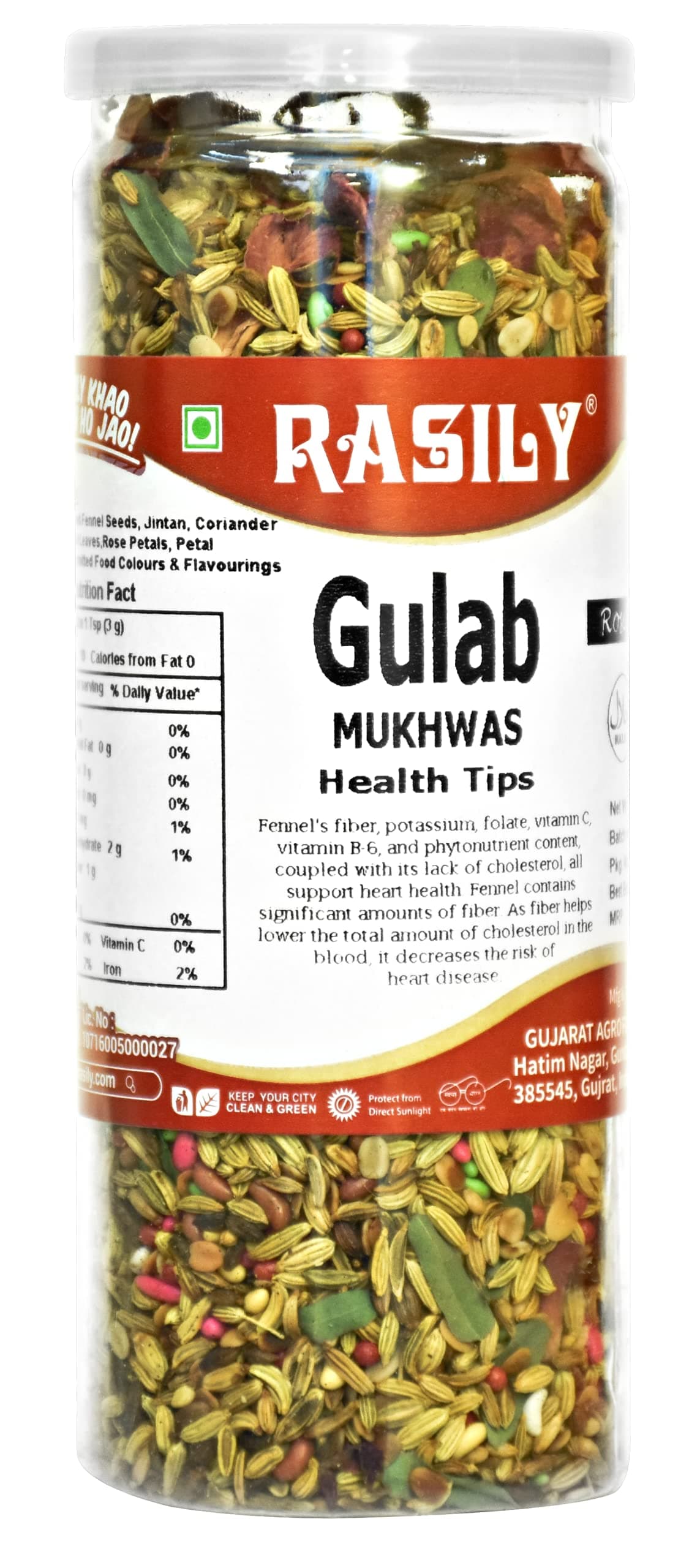 Rasily Organic Shahi Gulab Mukhwas,Traditional Mouth Freshener Mukhwas Mix Mouth Freshener Digestive and Hygienically Packed After-Meal Snack. (Pack of 1)