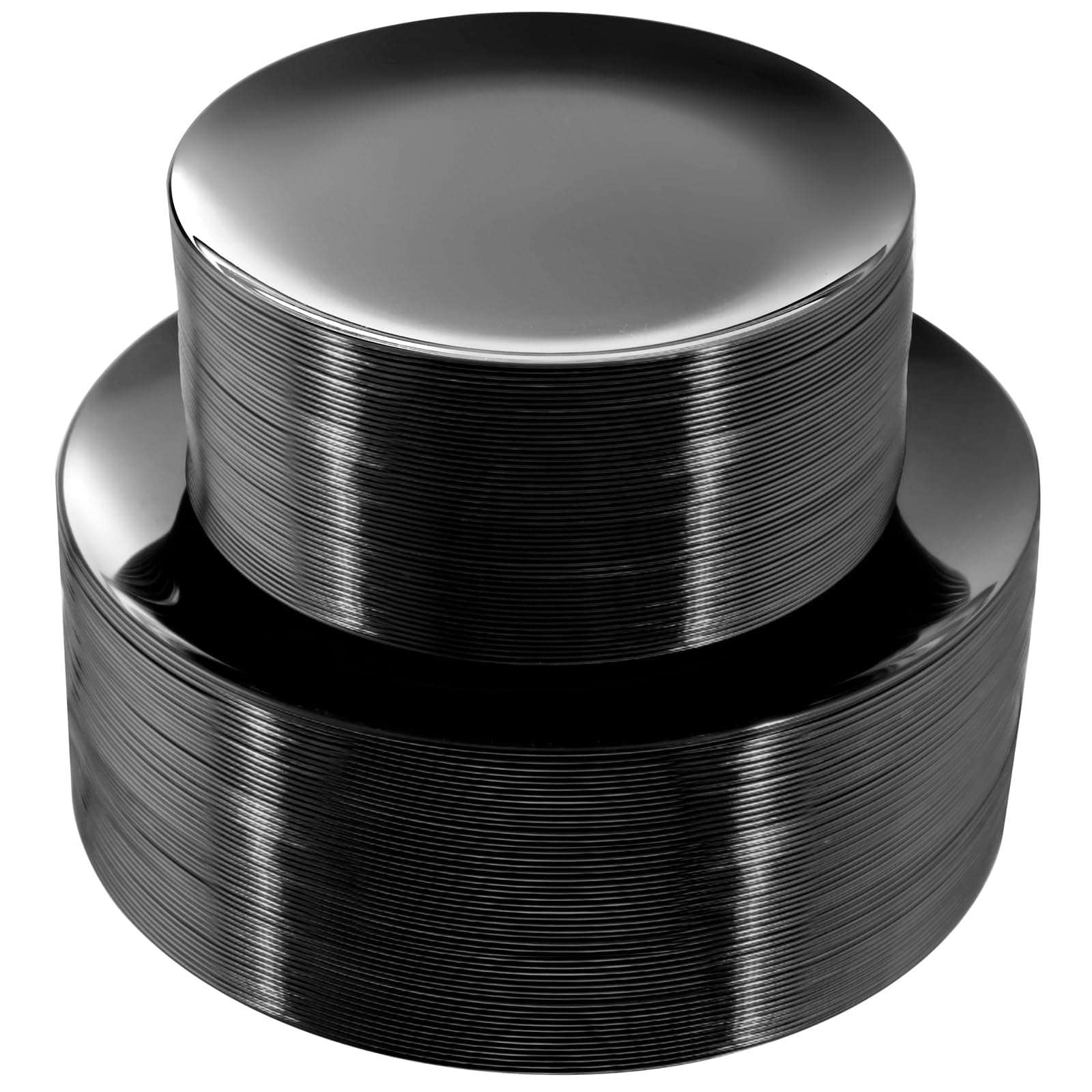 PULOTE 100PCS Black Plastic Plates Disposable - Premium Heavy Duty 50 Black Dinner, 50 Dessert/Salad Plates - Ideal for Party, Halloween