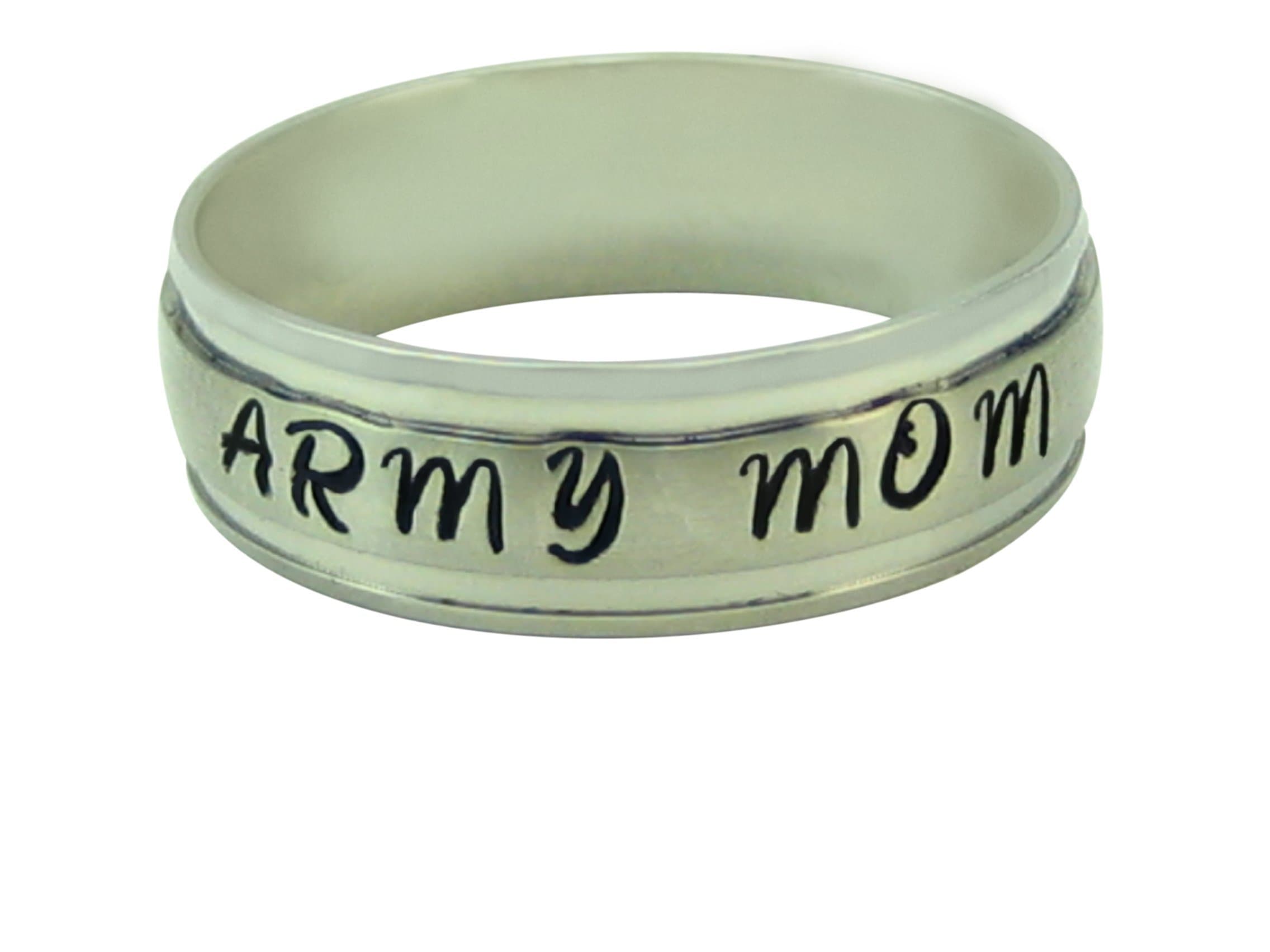 8mm comfort fit hand made stainless steel ring called Venus with your message stamped in size 12