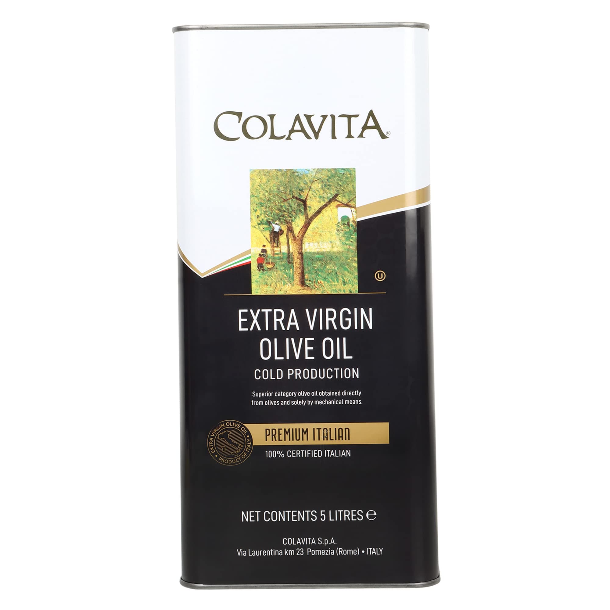 Extra Virgin Olive Oil (5L) | 'Certified Italian' | Imported from Italy | Ideal for Cooking, Salad Dressings and Marinades | Cold Pressed Oil from Italian grown Olives | Tin Can Pack