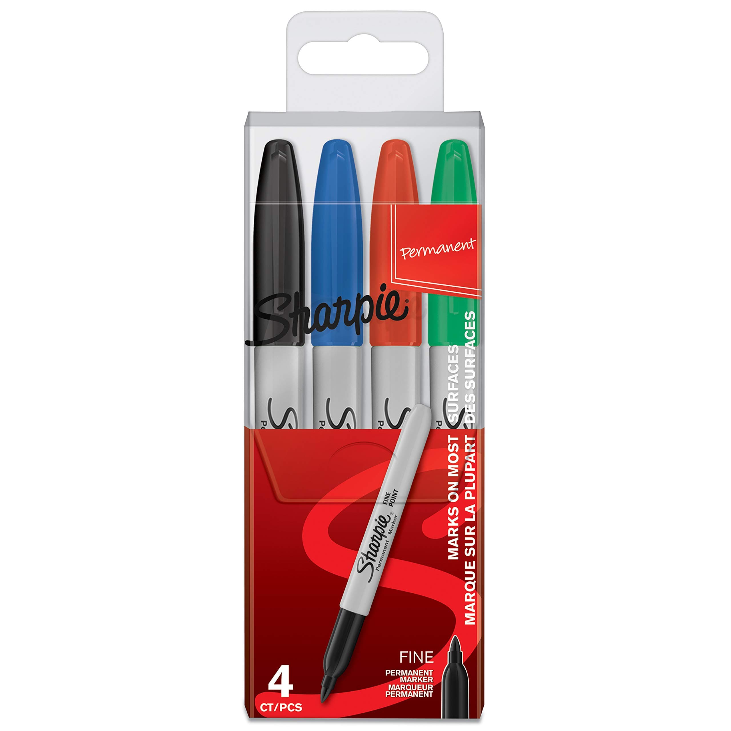Permanent Markers | Fine Point | Assorted Colours | 4 Count