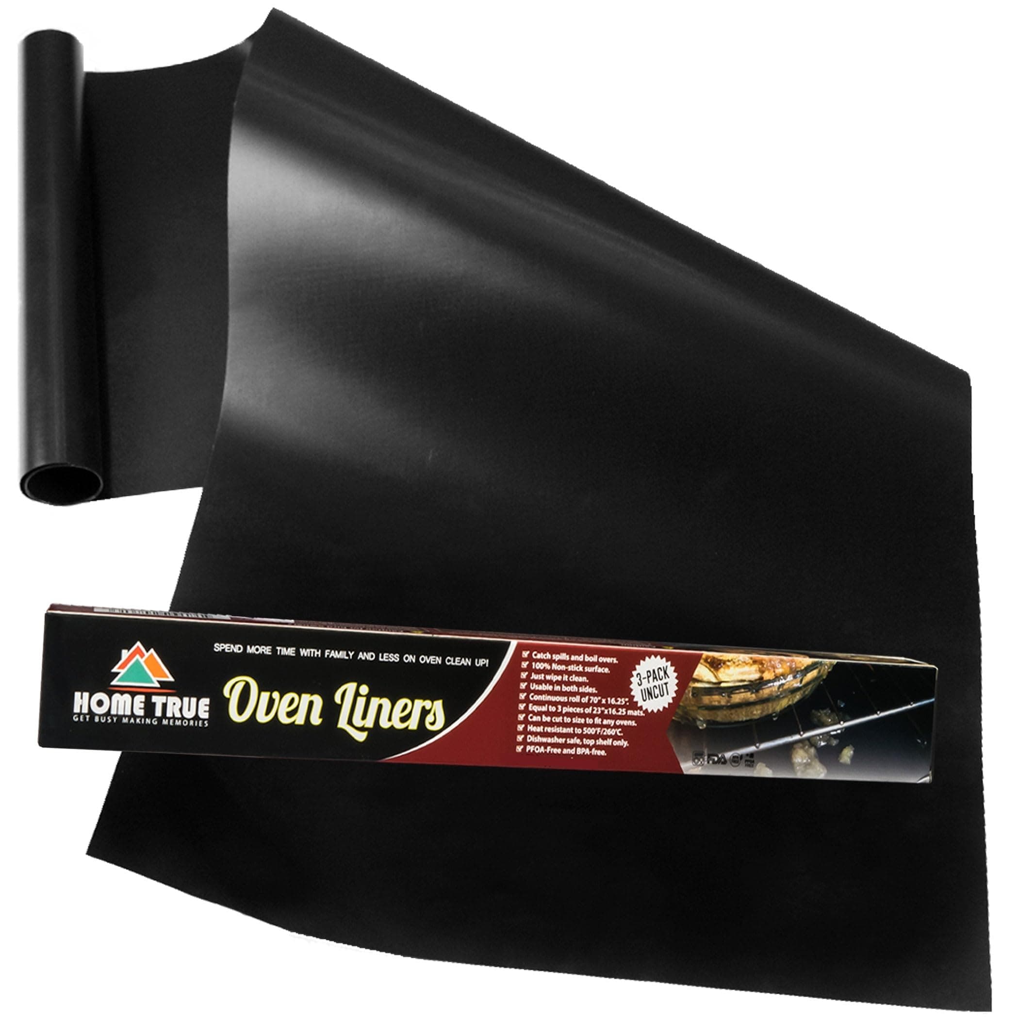 Home True Ovenliner Microwave Toaster Stovetop Mat Non-stick Black 70x16.25 Inches