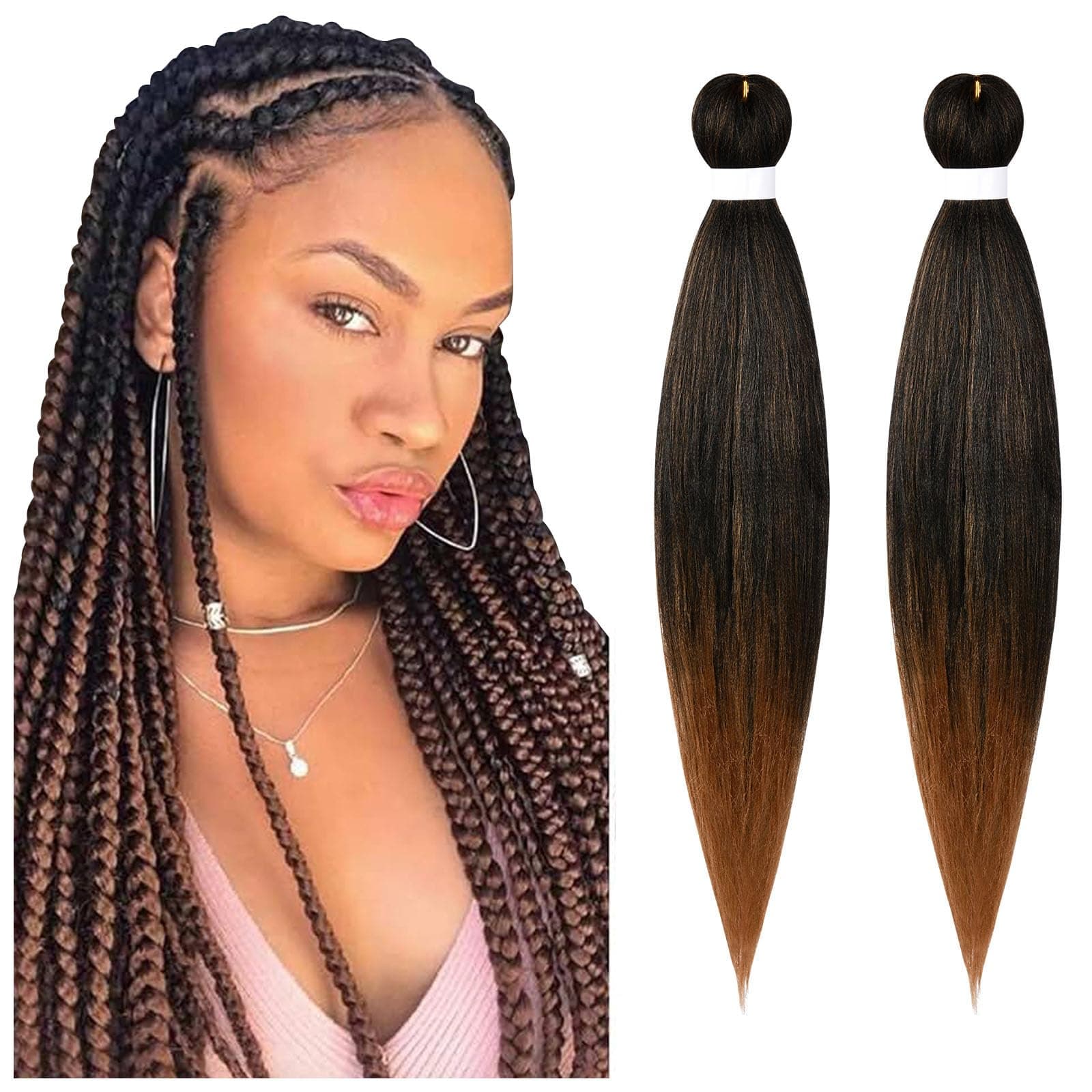 Braid Pre Stretched Braiding Hair, 23 Inch Professional Synthetic Fiber Hair for Crochet Braiding Hair, Texture Knotless Box Braids, Braiding Hair Extensions for Women