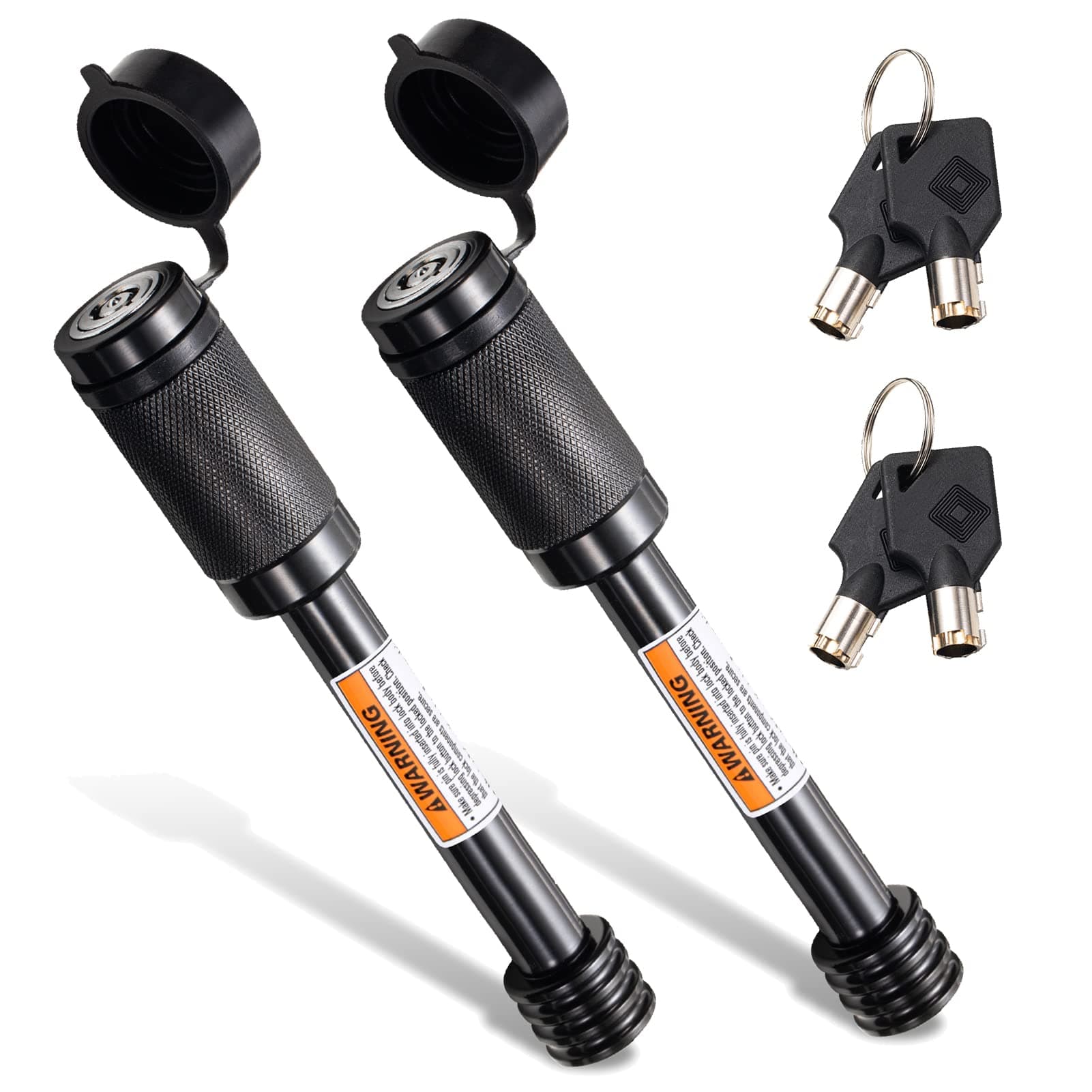 CZC AUTO Trailer Hitch Lock, 5/8 Inch Dia, 4 Inch Super Extra Long Receiver Pin Keyed Alike for Class III IV Hitches, for Hitch Bike Rack Tray Ball Tow Rope, for Trailer Truck Car Boat (2 Pack)