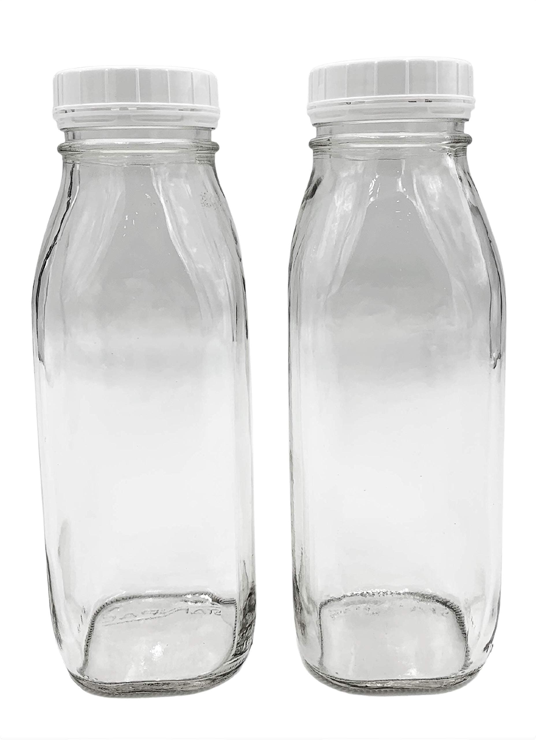 Shenandoah Homestead Supply 1 Pint / 16 oz Glass Beverage Bottles with Screw On Cap (Set of 2)