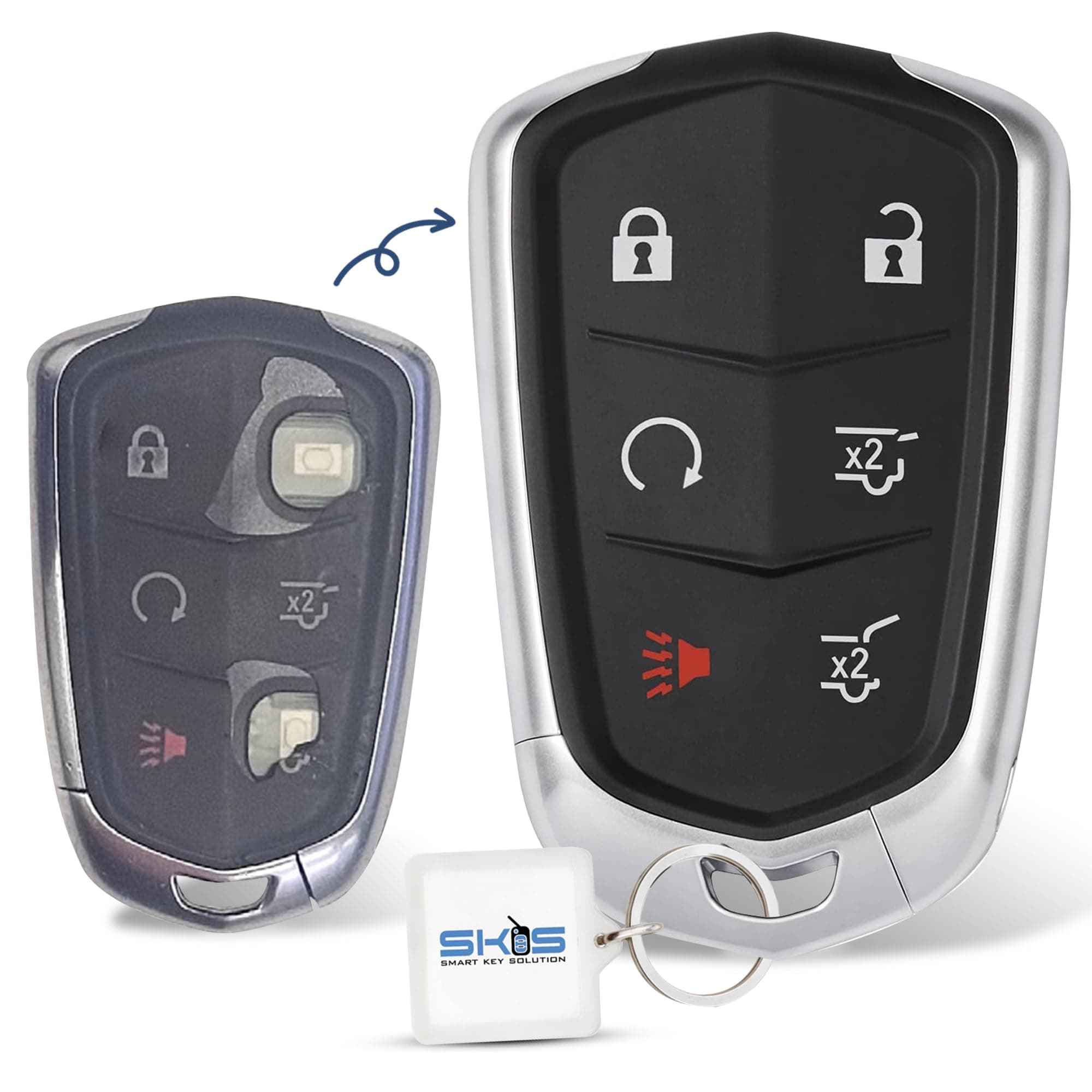 Smart Key Solution Fob Shell Case Replacement Fits for Cadillac Escalade ESV 2015 2016 2017 2018 2019 2020 less Entry Remote Control 6 Button Pad Cover