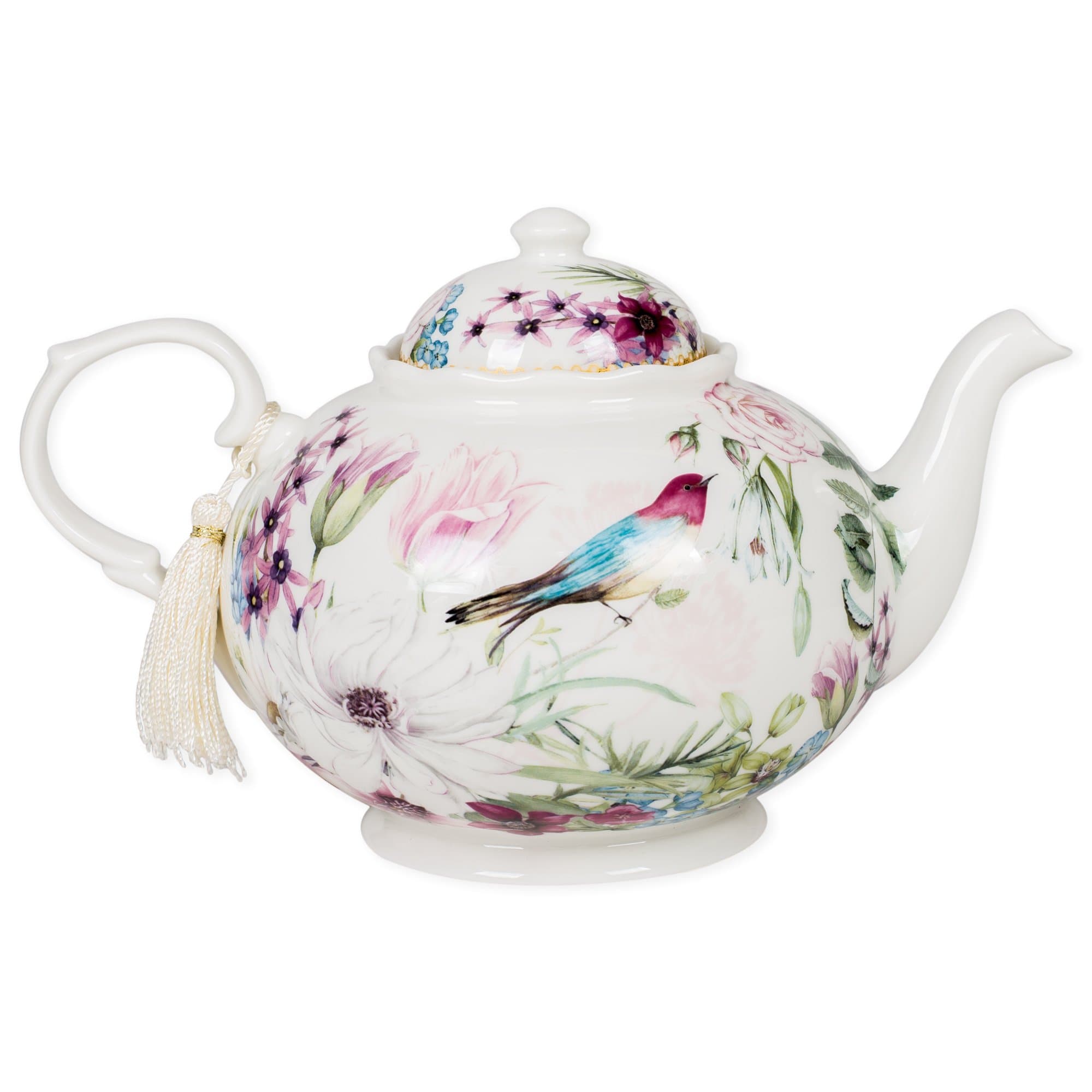 Teapot New Delton Daisy Bird Pastel Flowers Porcelain, Gift Boxed in Hat Box Mother's day, Birthday Gift