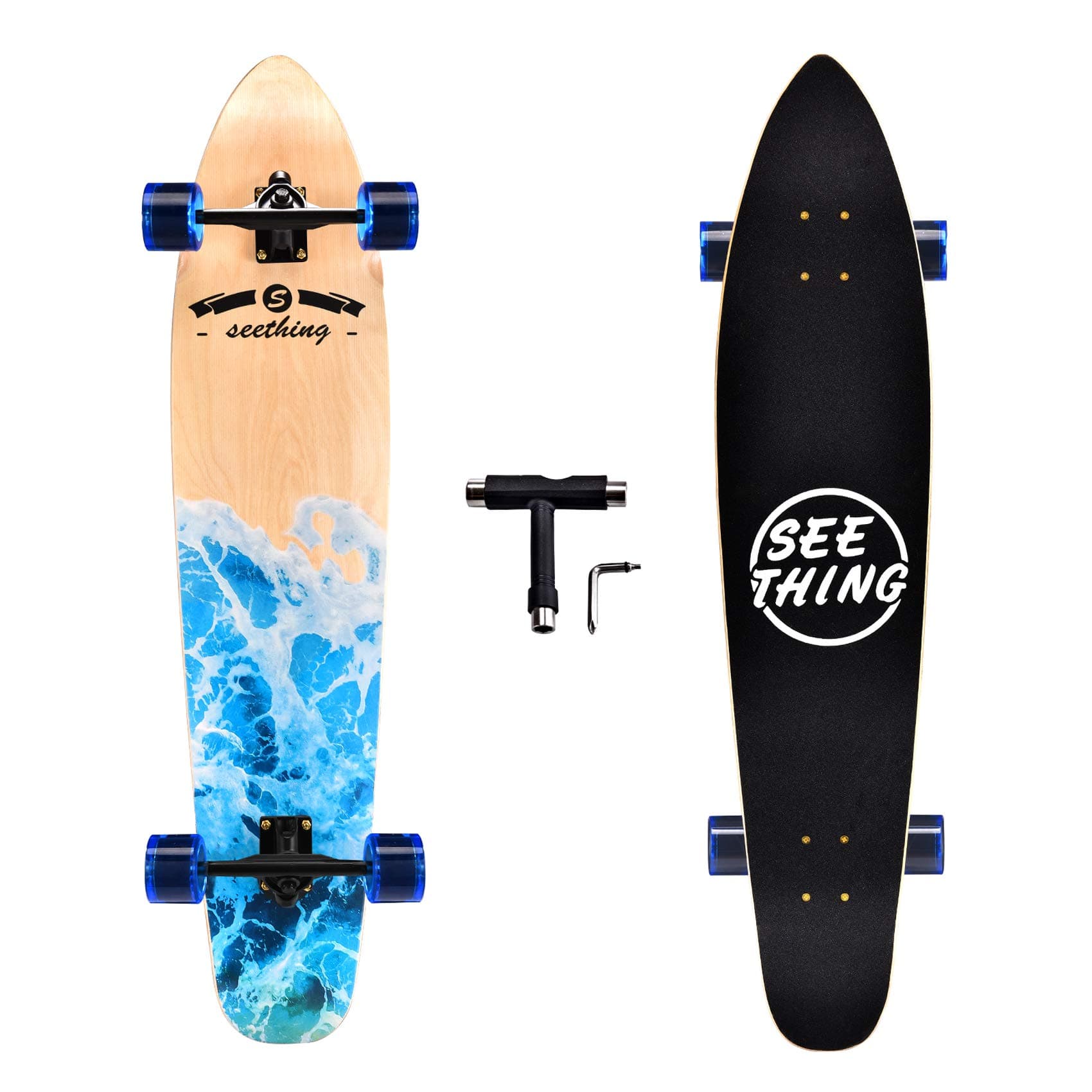 42 Inch Longboard Skateboard Complete Cruiser Pintail,The Original Artisan Maple Skateboard Cruiser Pintail for Cruising, Carving, Free-Style and Downhill