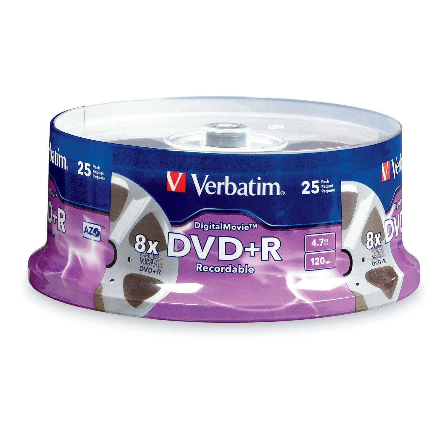 Verbatim Digital Movie DVD+R 4.7GB 8X 25 Disc Spindle 94865