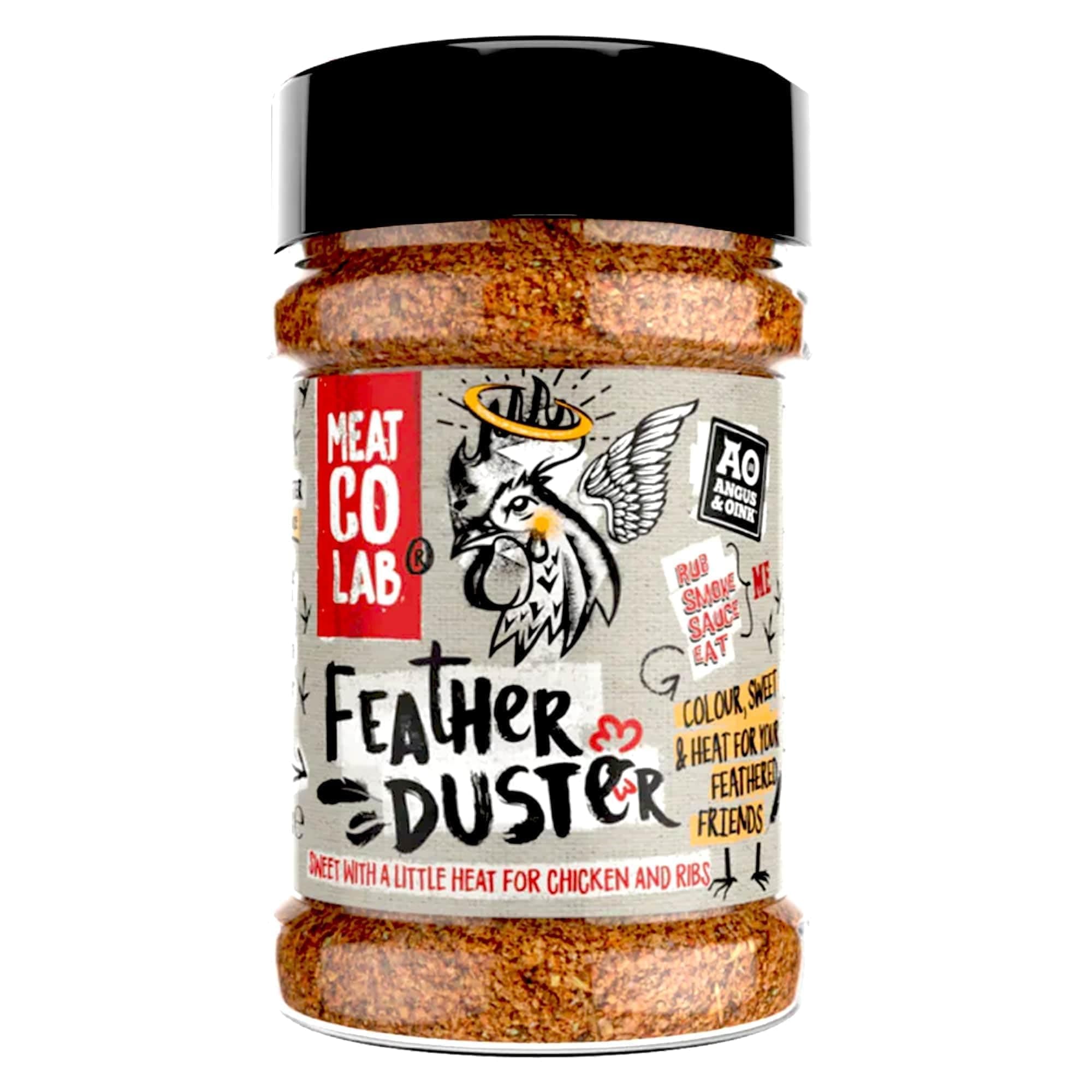 Angus & Oink | Feather Duster Rub | Sweet & Smoky Seasoning with Paprika, Orange, Lemon & Chipotle | Perfect for Chicken Wings & Pork | Versatile BBQ Rub | 200g