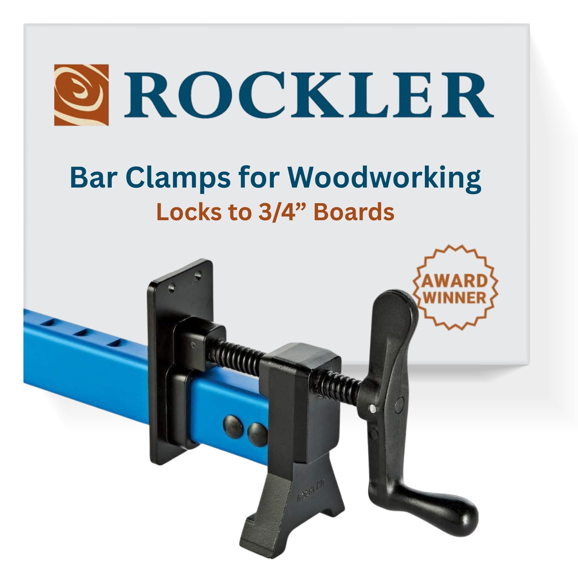 Sure-Foot 24” Bar Clamps for Woodworking - Lightweight Aluminum Bar Clamp for General Use - Built-In Clamp Hook Locks, Fits up to 3/4” Material, Stable Grip & Wide Foot