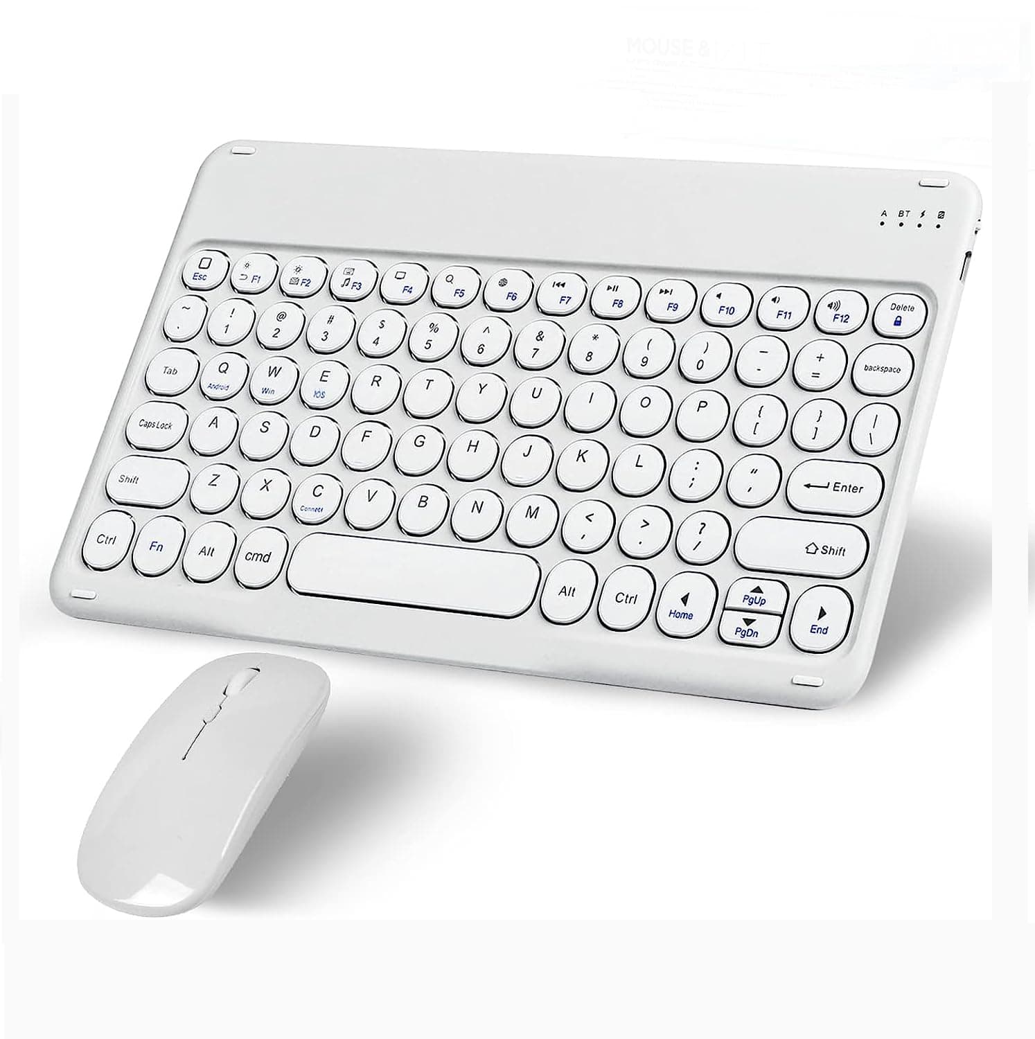 Wireless Bluetooth Keyboard and Mouse Combo Portable Mini Small Slim Typewriter Compact Ergonomic Travel Bluetooth Keyboard Mouse for iPhone iPad Mac MacBook Pro Laptop Android Phone Samsung Tablet